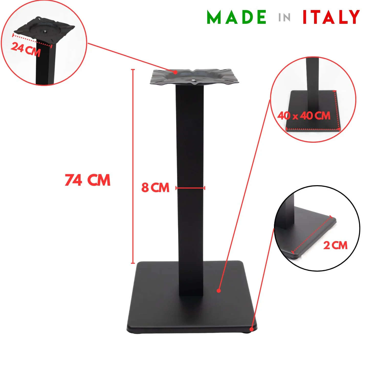 MOHOME Gambe per Tavolo Ferro Made In Italy Nero Rotondo Quadrato Stile Moderno Struttura Robusta Base Stabile Solida Piedini Regolatori Tavoli Soggiorno Bar Bistrò Ristoranti Catering