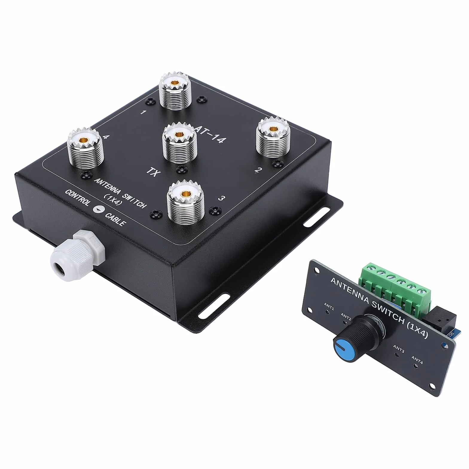 Marhynchus Commutatore D'antenna Coassiale a 4, Selettore D'antenna Remoto, Interruttore Coassiale HF, 1 Uscita, 500 W PEP, 1,8-60 MHz con Connettori SO-239 per (interruttore AT14 + kit di