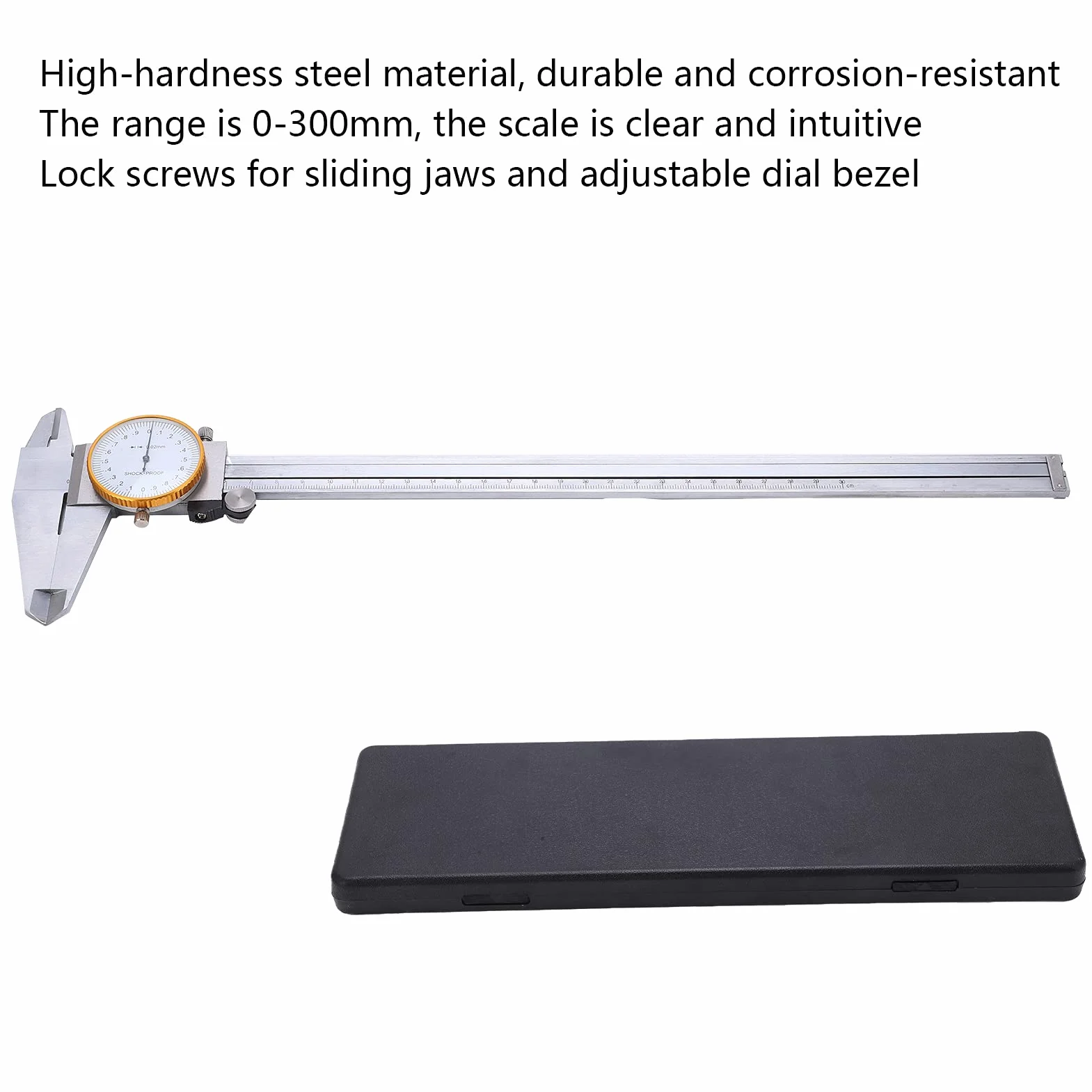 Calibro a corsoio da 0 a 300 mm Quadrante trasparente Righello di misurazione portatile in acciaio 002 mm Per la lavorazione dei metalli Lavorazione del legno Misurazione