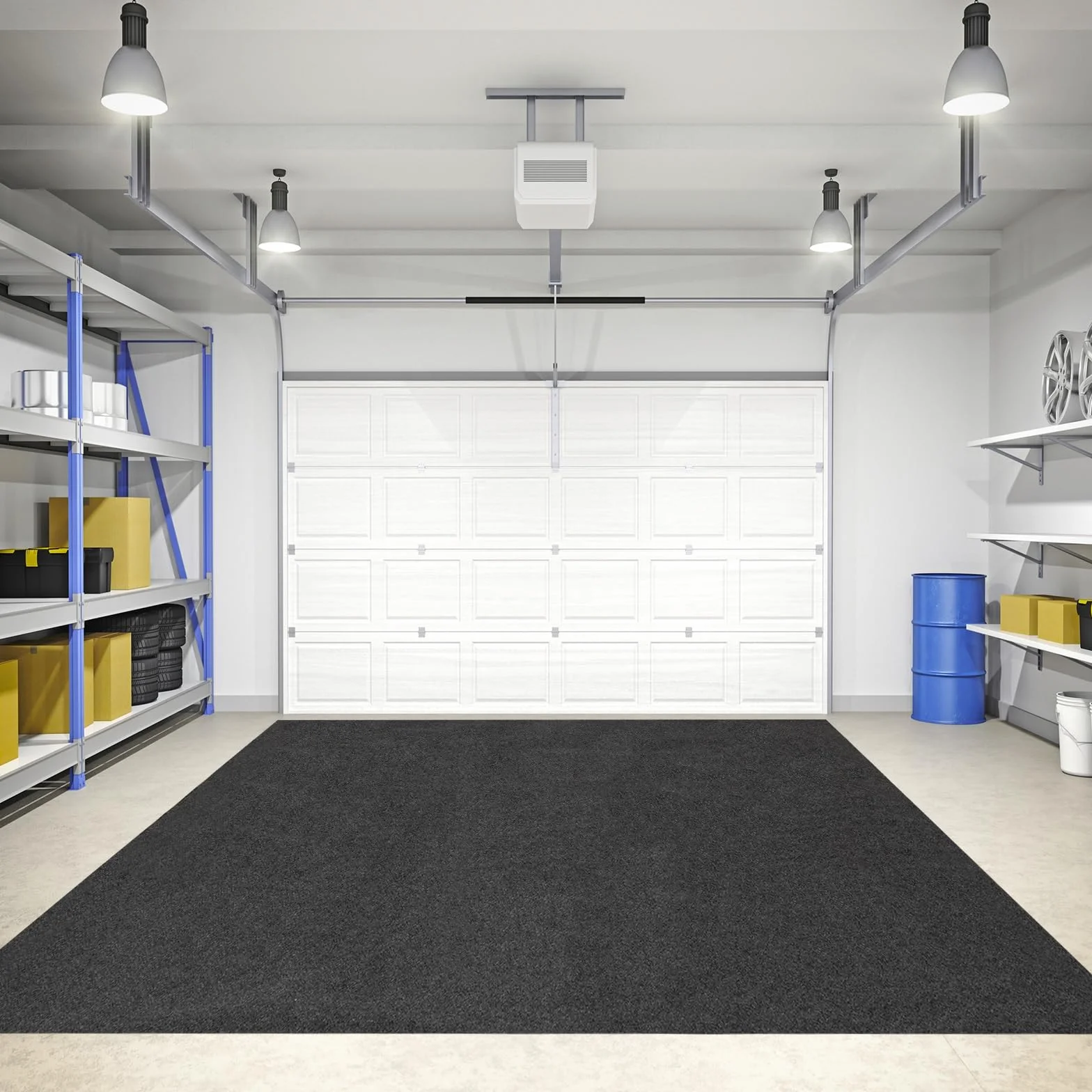 GYMAX Tappetino per Garage Auto Grande 252,5 x 221 cm, Stuoia Assorbente per Acqua Olio, Lavabile e Riutilizzabile, Tappeto Antiscivolo per Ginnastica Negozio Patio Ingresso, Include Nastro Biadesivo
