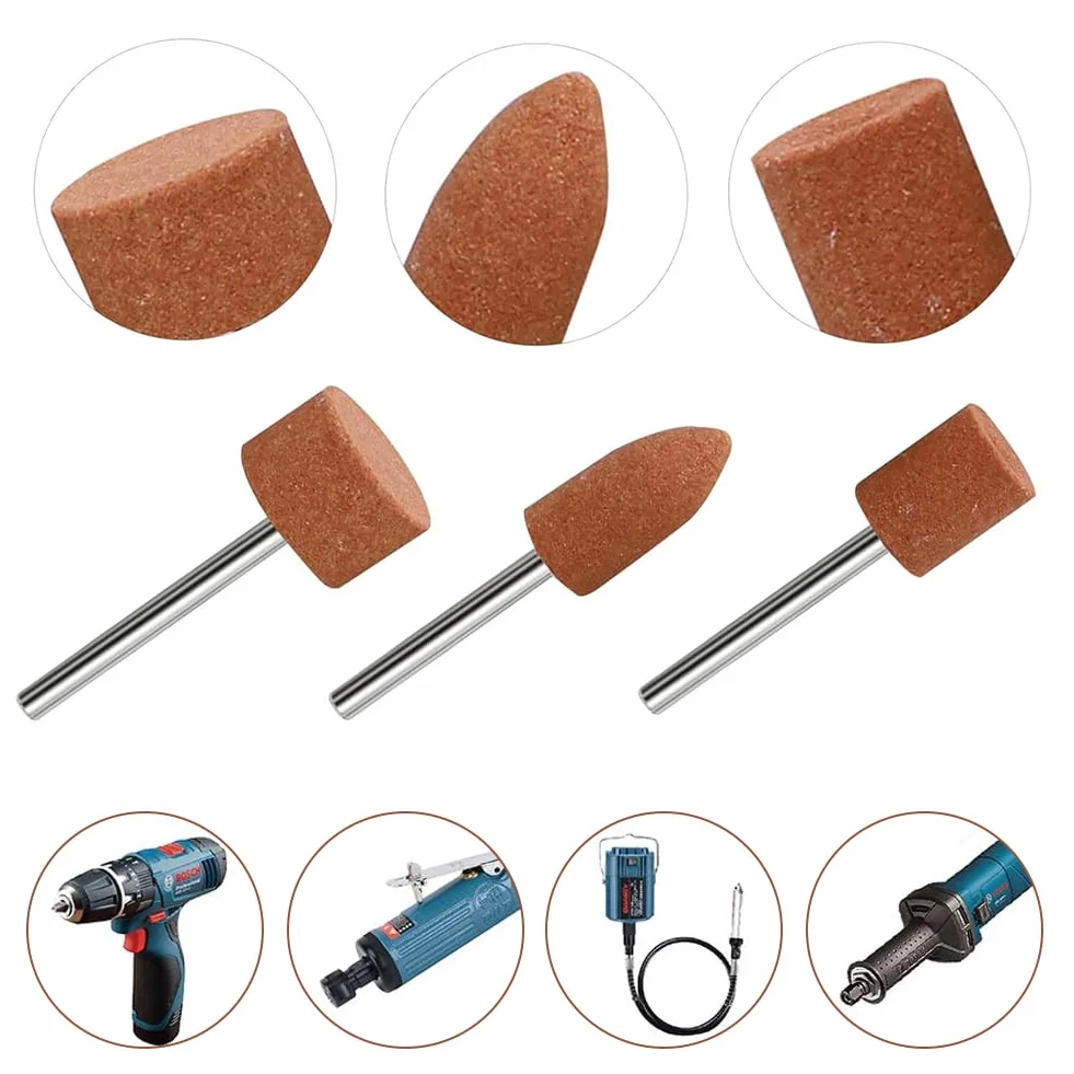 42 Pezzi Punte per Levigatura in Corindone con Testa Di Lucidatura,Set di Punte Abrasive al Corindone,Mandrino Abrasivo con Gambo da 3 mm,Mola con Gambo da 1/8" Per Smerigliare e Affilare Il Metallo