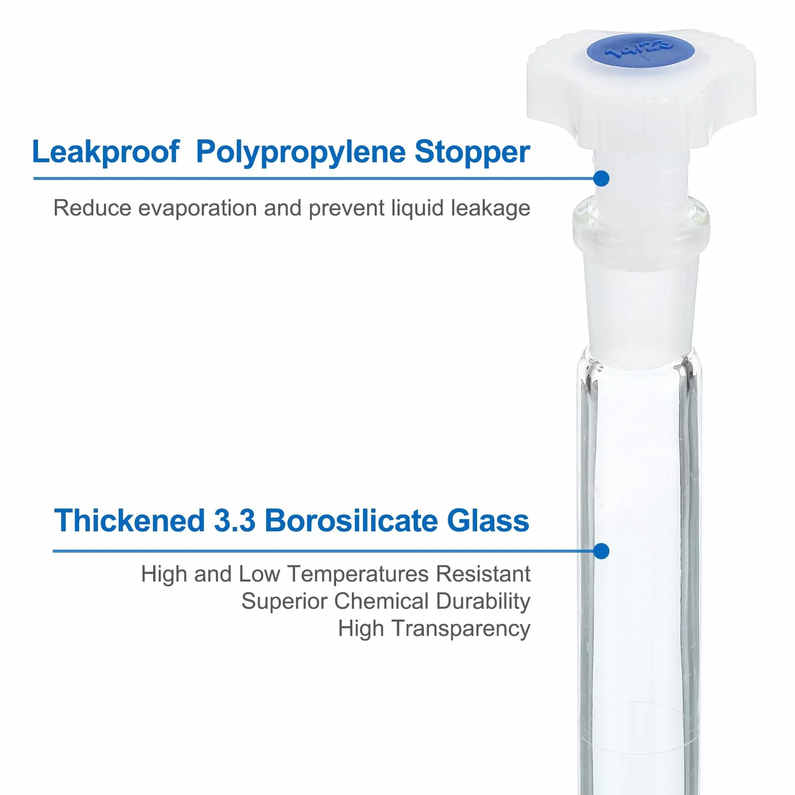 PATIKIL Matraccio Tarato 100ml Matraccio Graduato 2pz 3.3 Vetro Borosilicato Graduato Volumetrico Misura Flacone con Spina Tappo Tolleranza 0.1ml per Laboratorio Esperimento Trasparente