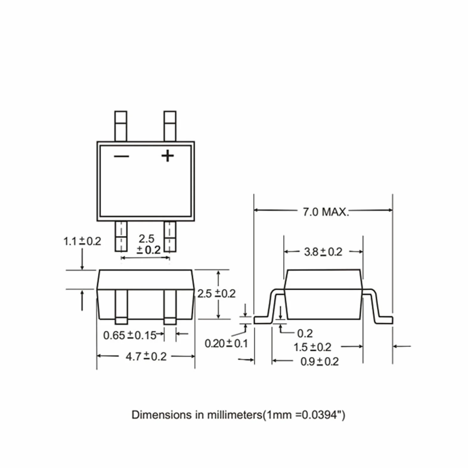 200/500/1000/2000/5000 pezzi MB10S ponte raddrizzatore 0,8 A/1000 V SMD pila SOP-4(1000Pcs)