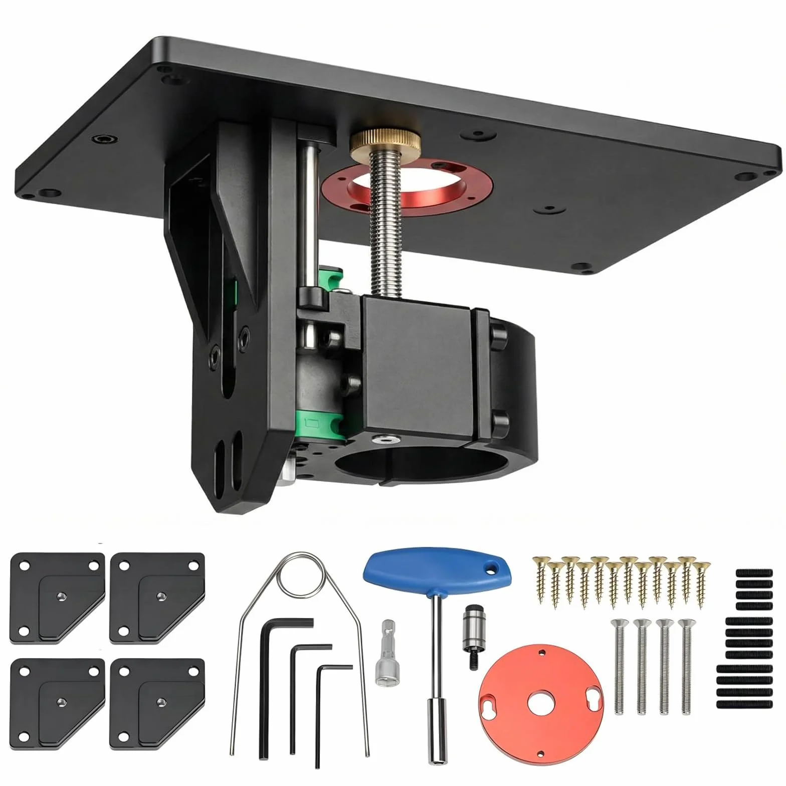 Piastre Inserto Banco Fresa Set,Kit di sollevamento per router,tavola elevatrice per fresatrice,Tabella di sollevamento del router con l'ascensore fisso della base, Adatto per lavorazione del legno