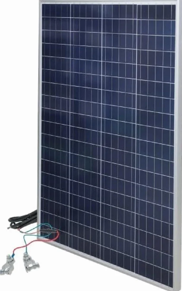 Brama West Kerbl 70601 - Kit solare con regolatore di carica, 100 W, per il collegamento diretto a una batteria da 12 Volt, incluso montante orizzontale, pannello solare