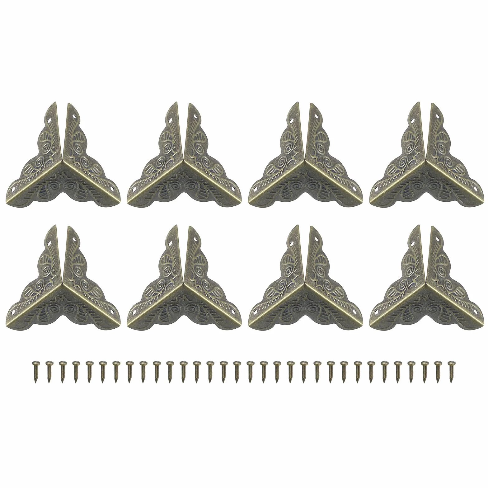 QUARKZMAN 8pz Angoli Protettori in Metallo per Scatole 1"x1" Protezioni Angolari Decorative con Viti Montaggio per Armadietti Portaoggetti Cassapanca Legno, Bronzo