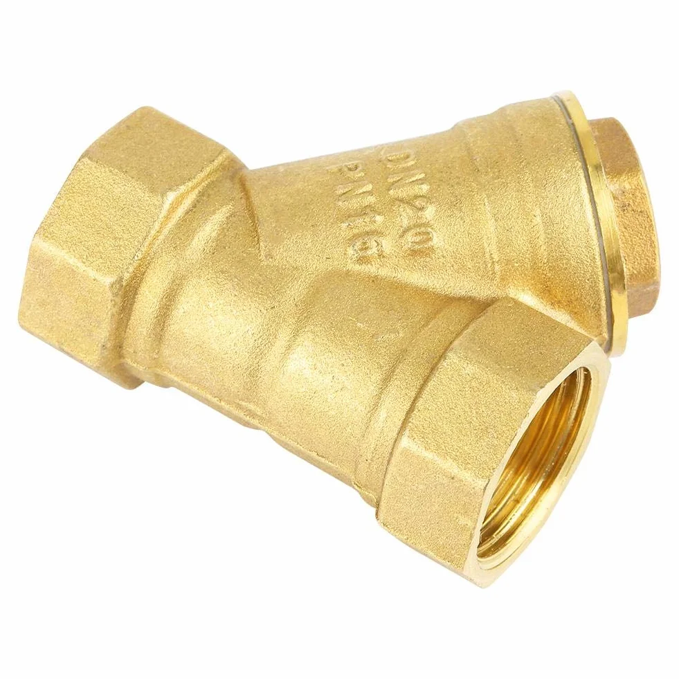 Filtro Ottone, Akozon DN20 3/4" Filtro Ottone a Y Filetto Femmina BSPP Connettore con Valvola per Separazione Olio Acqua