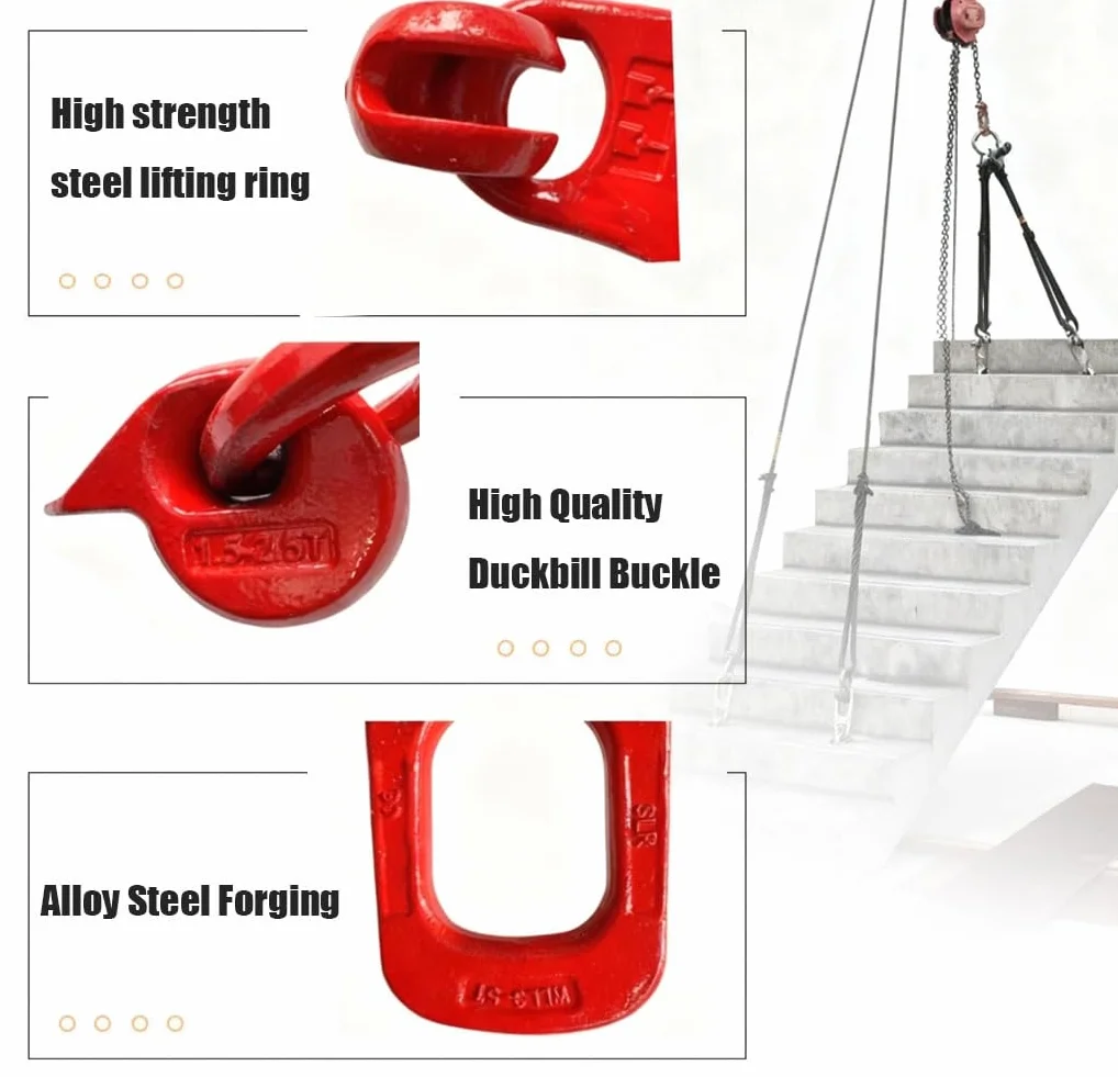 Frizione di sollevamento for calcestruzzo prefabbricato, anello di sollevamento da 1T, 2,5T, 3,5T e 10T in dispositivo for pannello ad anello multispecifica in acciaio(Red,3-5T)