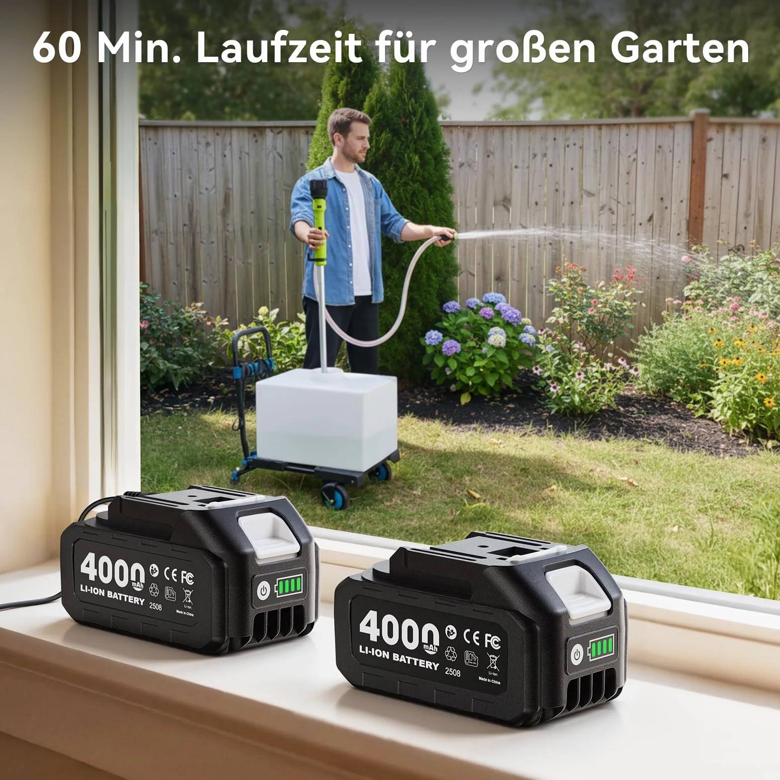 Taskstar Pompa di trasferimento senza fili per acqua/diesel, filtro Ø5,6 cm, 2725 l/h, autonomia 60 min, prevalenza 5 m per cantina, piscina, stagno, fusti pioggia, barca, acquario, camper