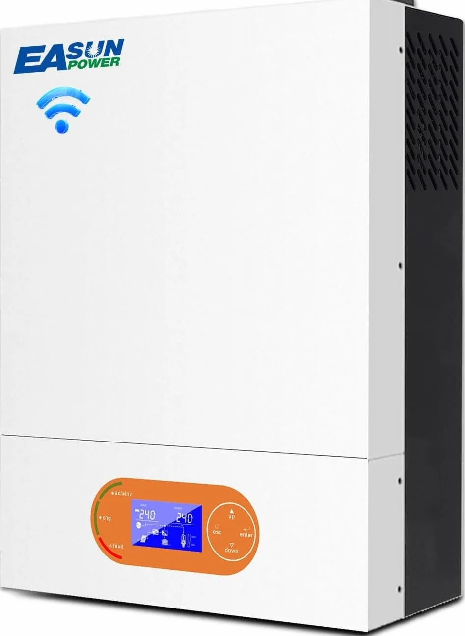 POWLAND 6000W 48V Inverter ibrido da inverter sinusoidale puro off-grid (WiFi incorporato), funziona senza batteria, Controllori solari MPPT da 120A integrati, ingresso/uscita AC 230V (SMR II 6KW)