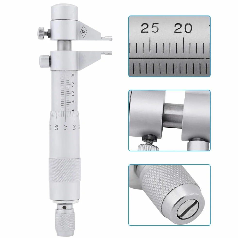 Set Micrometro Interno micrometro interior Calibro per Fori Micrometrico in Acciaio Inossidabile, con Chiave Gamma 5 a 30 Mm, Precisione 0,01 Mm,di Marcatura Chiara Micromètres d'intérieur