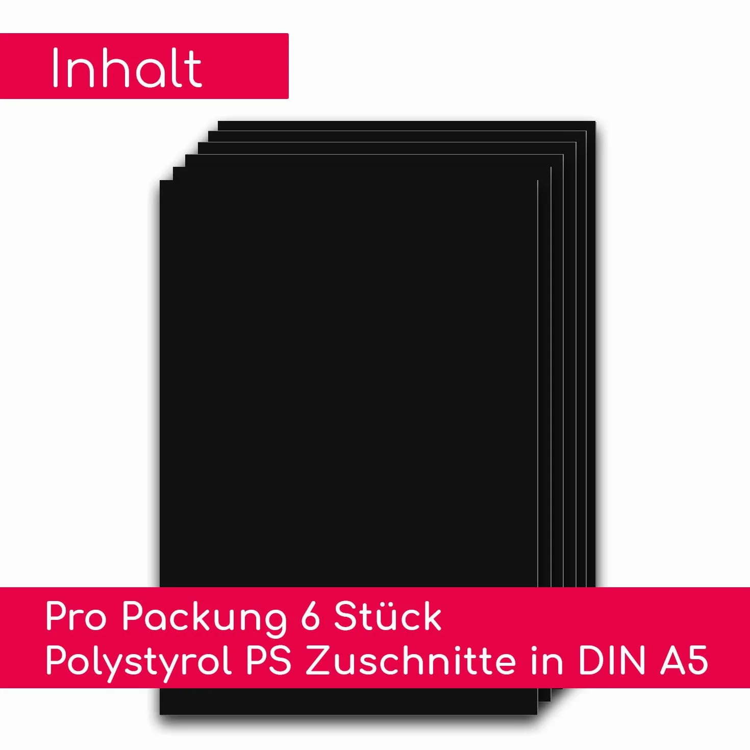 Set da 6 lastre in polistirene Nero I DIN A5 lastre rigide in plastica PS Ritagli I 14,8 x 21 cm I modellismo architettura I mag273