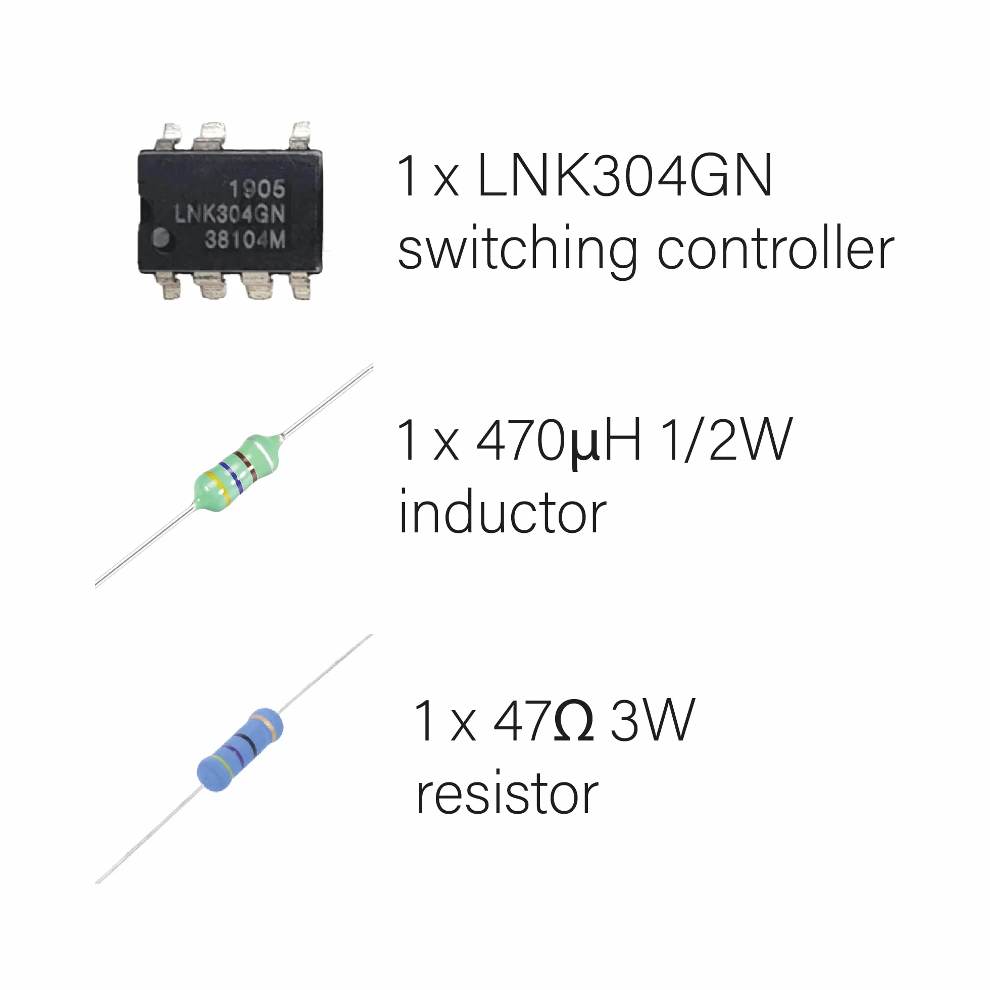 Kit riparazione LNK304GN LNK304G con resistore 47Ω 3W e induttore 470μH 1/2W