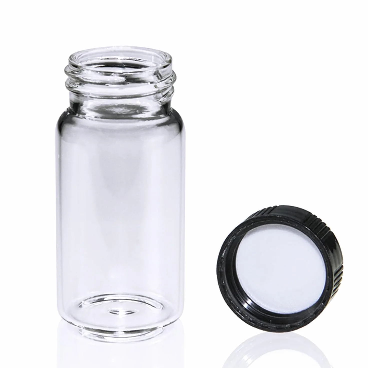 ALWSCI 100 Pezzi 20mL Fiale di Vetro Trasparente Campionamento 24-400 Tappo Nero PP PE Liner 27,5x57mm