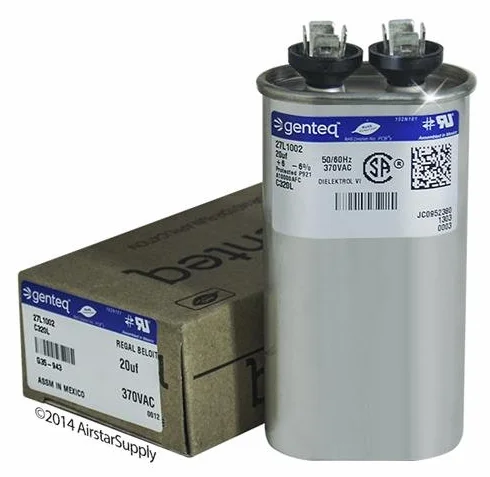 Mars 12014 – 20 UF MFD x 370 VAC Genteq – Condensatore di ricambio ovale # C320L / 27L1002