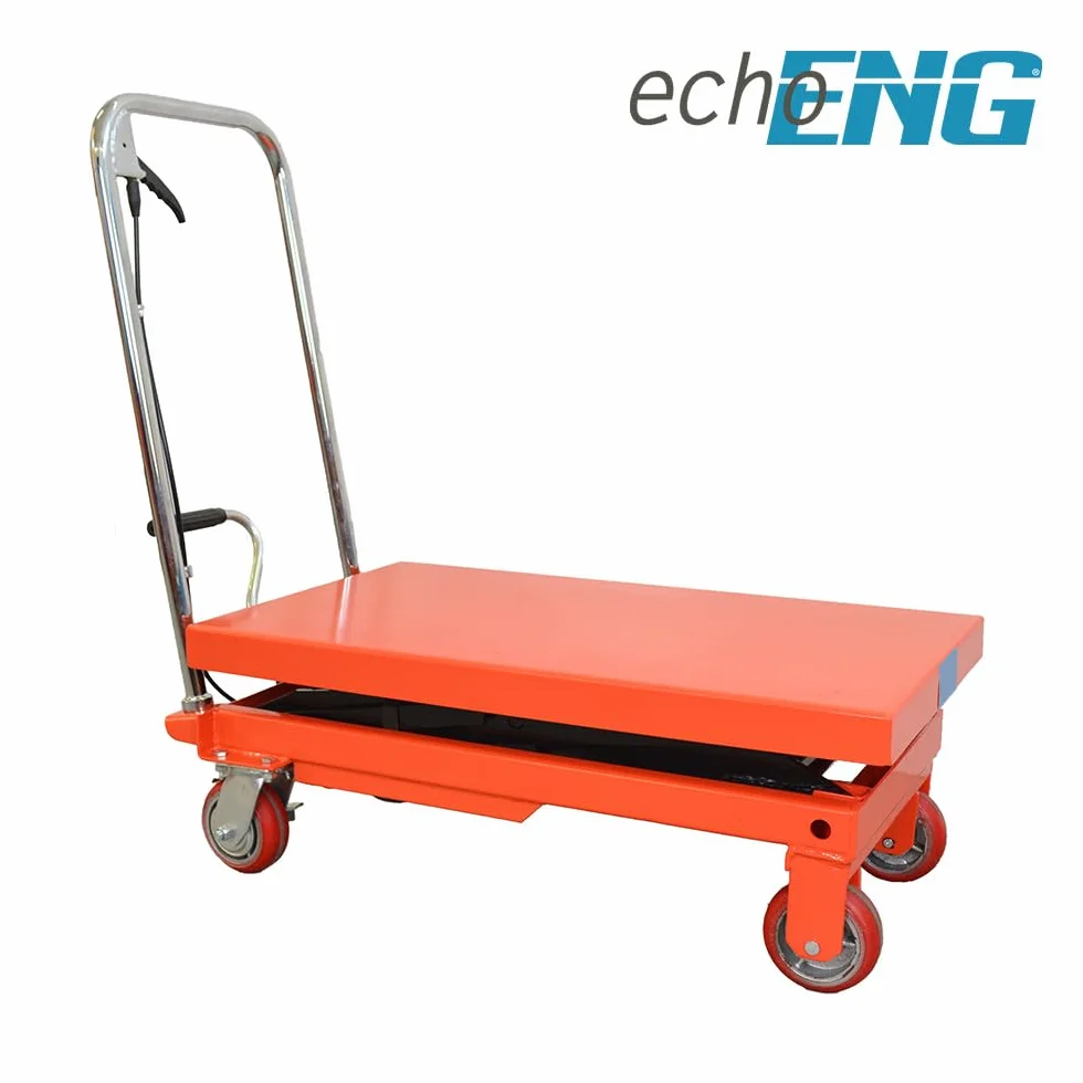 Carrello sollevatore con piattaforma a pantografo con ruote, transpallet a forbice 900 mm, manuale sollevatore idraulico per trasporto piattaforma 300 kg echoENG - MA SL CP30