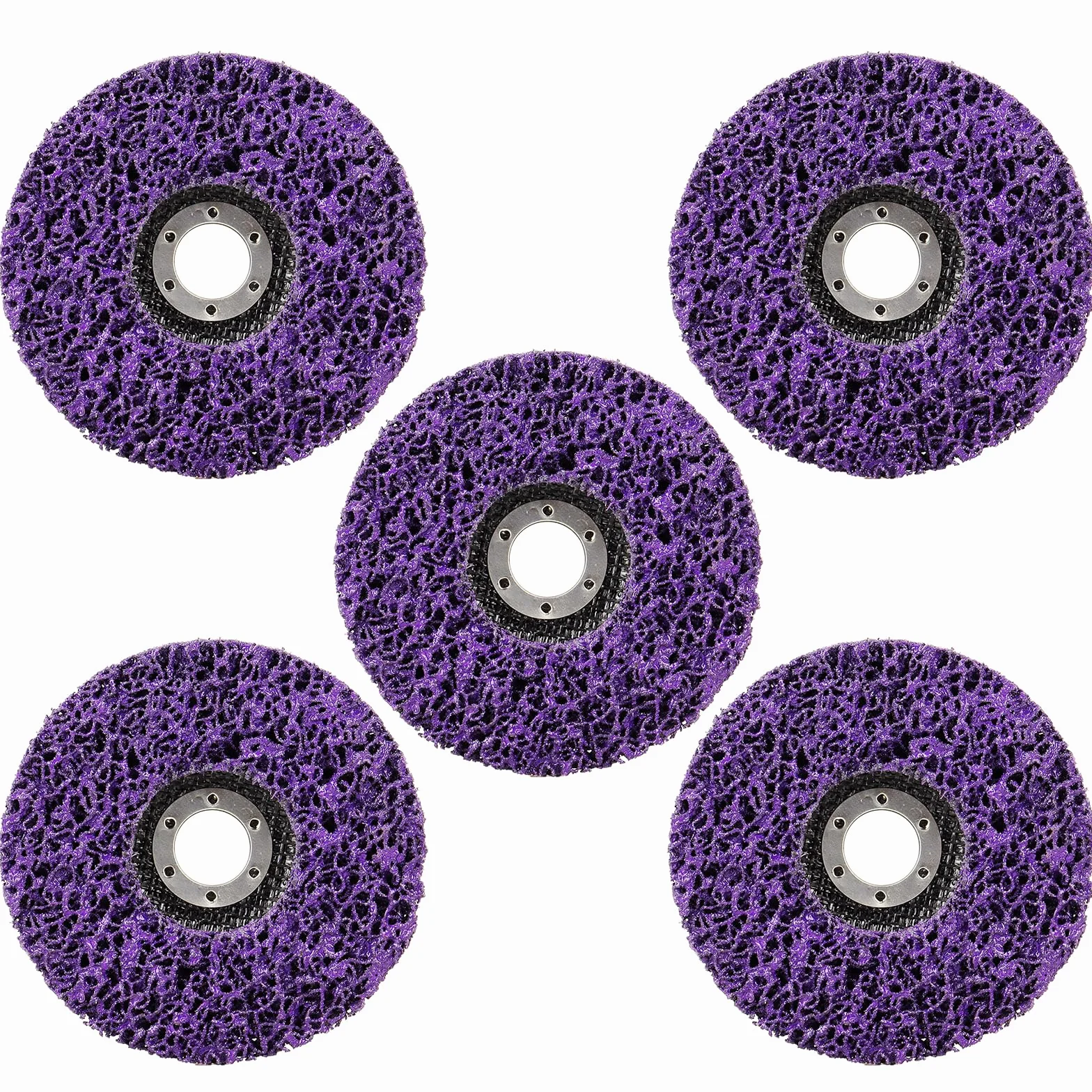 Disco abrasivo CSD da 115 mm, 5 dischi per la pulizia grossolana, disco per la pulizia grossolana, disco in tessuto di nylon, rimozione della vernice, ruggine per smerigliatrice angolare (viola)