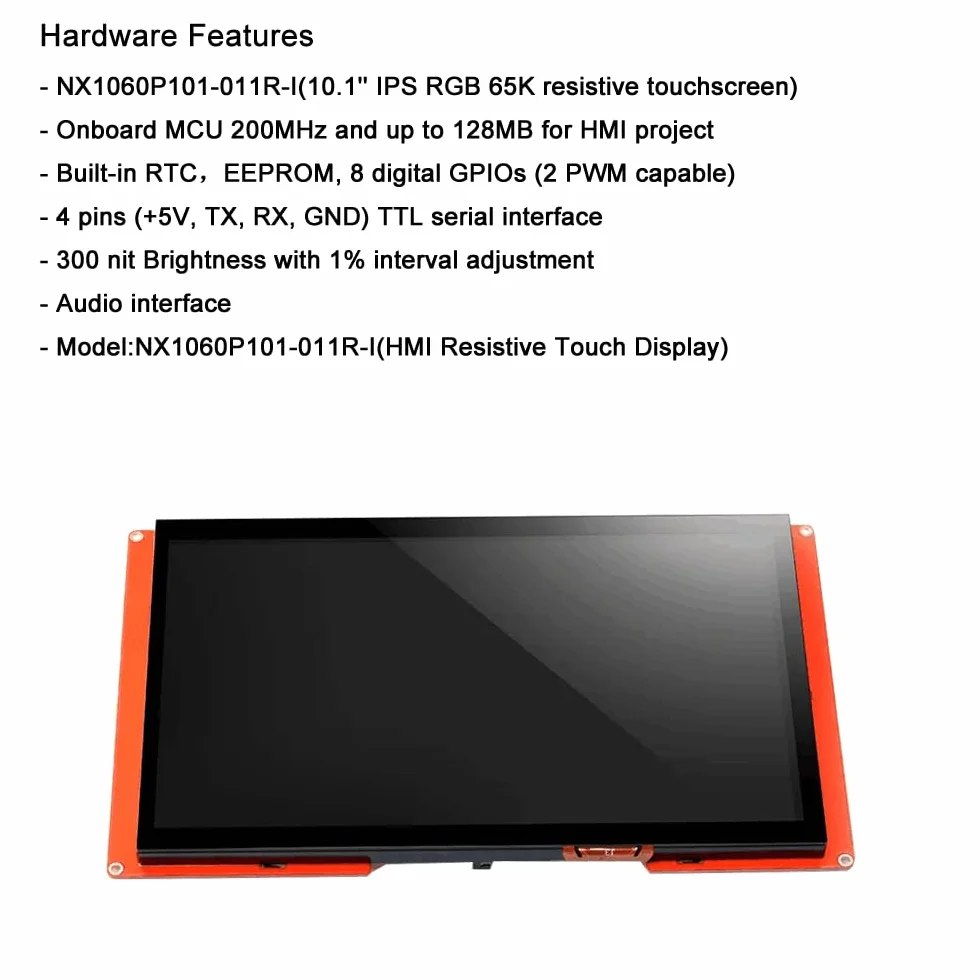 Nextion Intelligente Display 10,1" pollici Touch Screen Resistivo 1024x600 Seriale LCD-TFT Modulo Display HMI Supporta Audio Video NX1060P101-011R-I