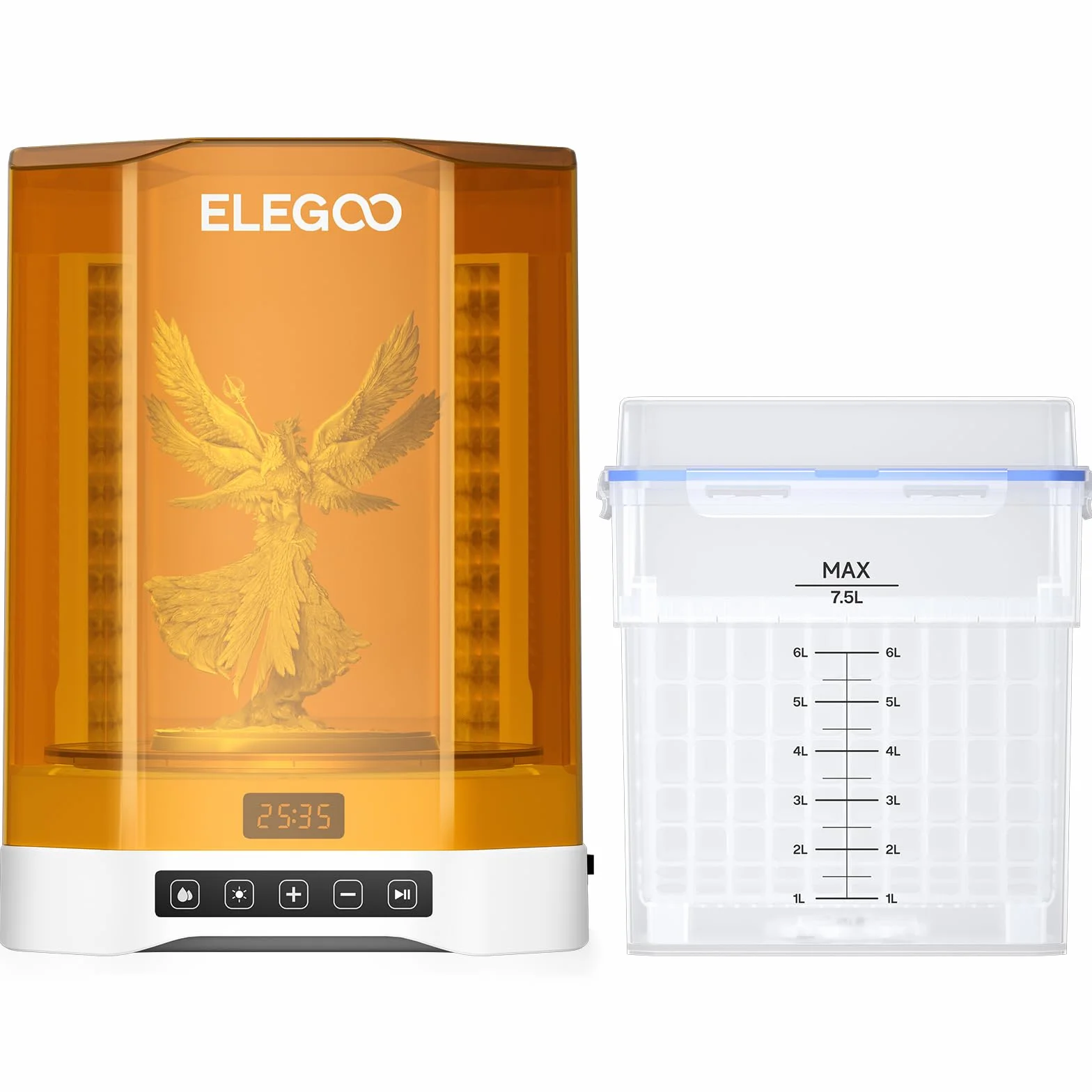 ELEGOO Mercury Plus V3.0 Wash and Cure Macchina Stazione di Lavaggio e Polimerizzazione, Capacità 7,5 L, Compatibile con le Stampanti 3D MSLA LCD DLP Mars/Saturn/Photon/Halot