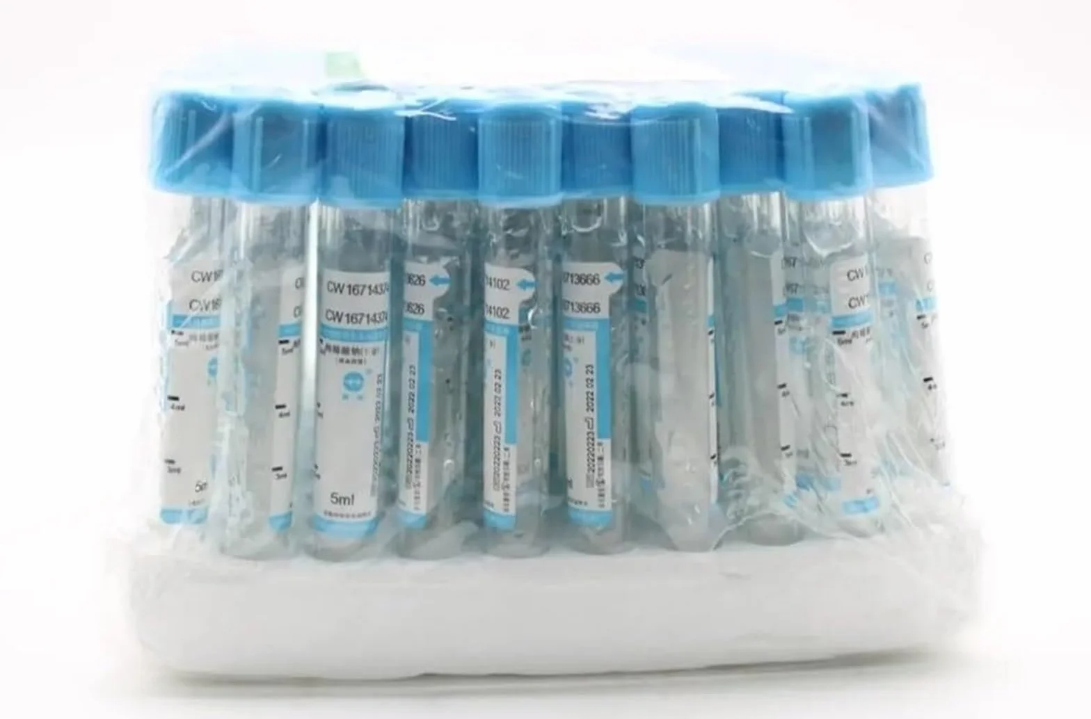 100 pezzi tubo in plastica al citrato di sodio per coagulazione, sterile, a pressione negativa, tappo blu, tubo anticoagulante PRP (Colore: 2ml PET)