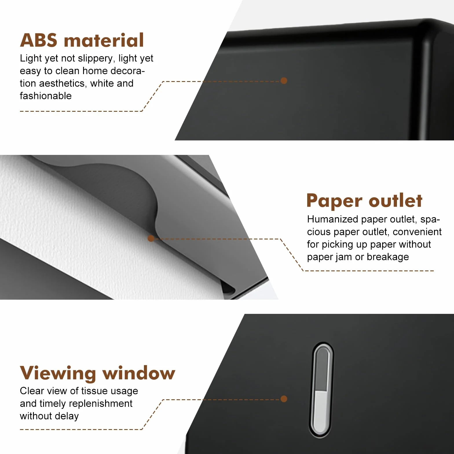 Dispenser Carta Asciugamani a Parete in ABS Resistente per Bagno Cucina Commerciale