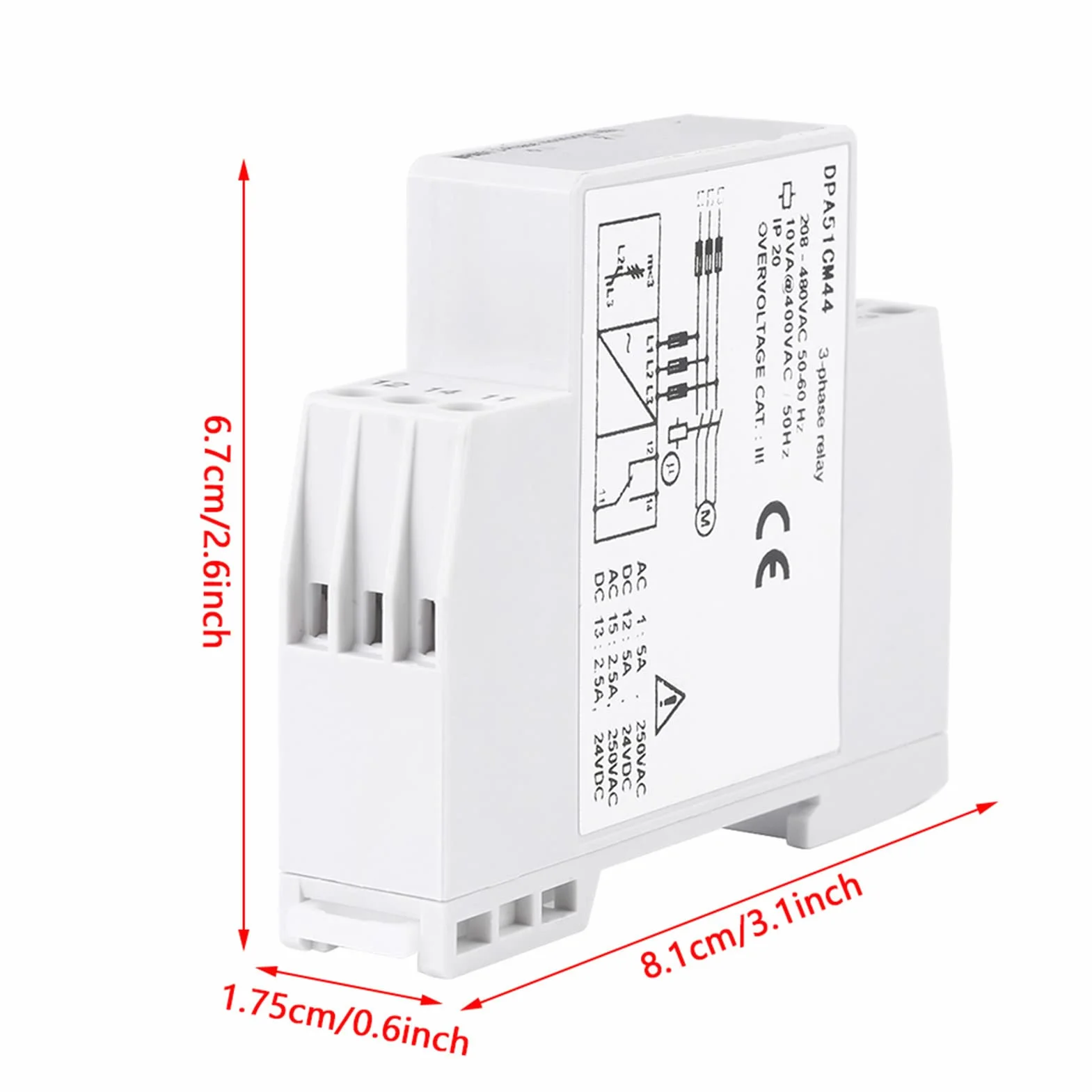 DPA51CM44 Protezione Sequenza Fasi Relè di Monitoraggio Trifase 208-480 V CA.