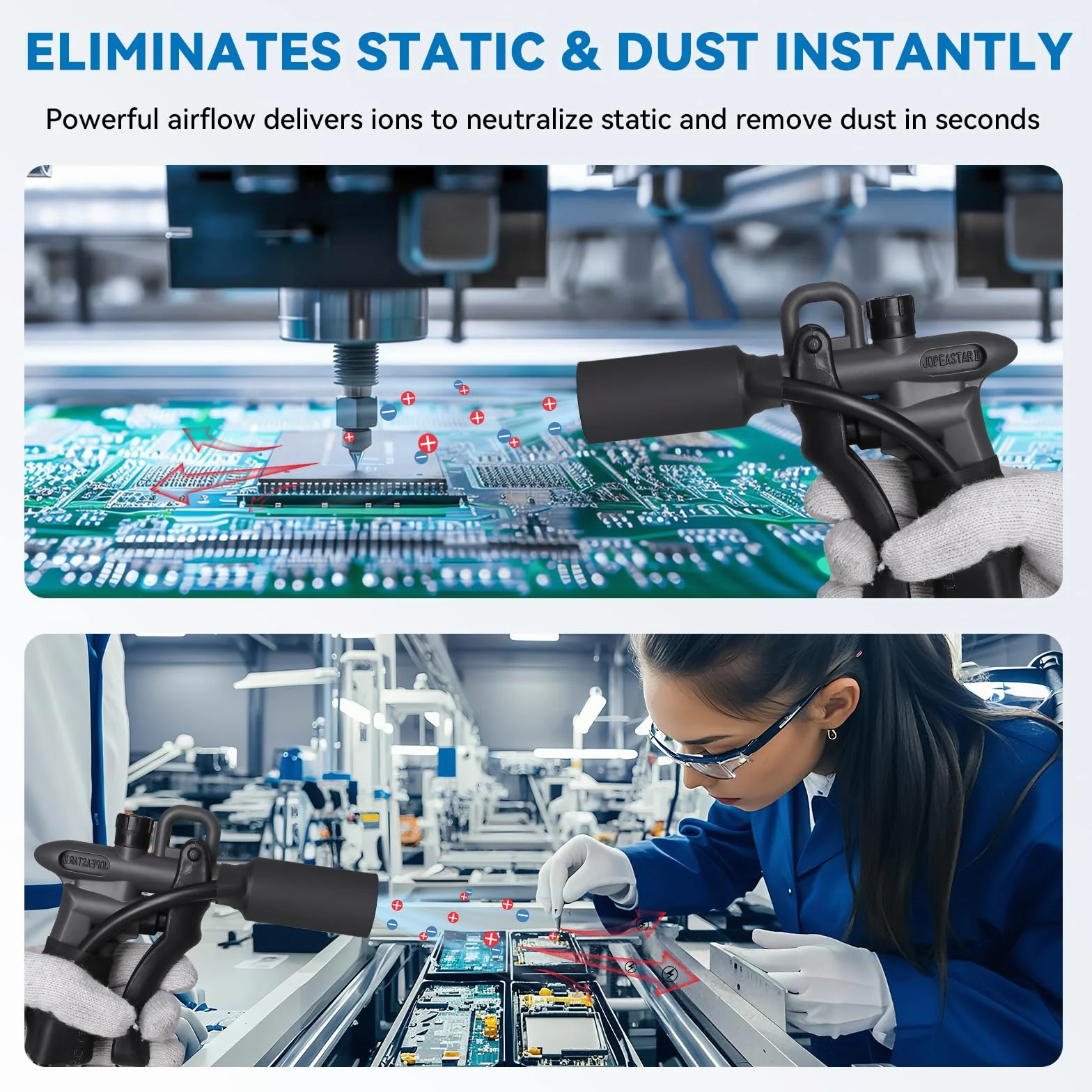 YUCHENGTECH ESD Pistola Antistatica Pistola ad Aria Ionizzante Eliminatore Statico con Generatore ad Alta Tensione 7.0KV per Eliminazione Dell'elettricità Statica