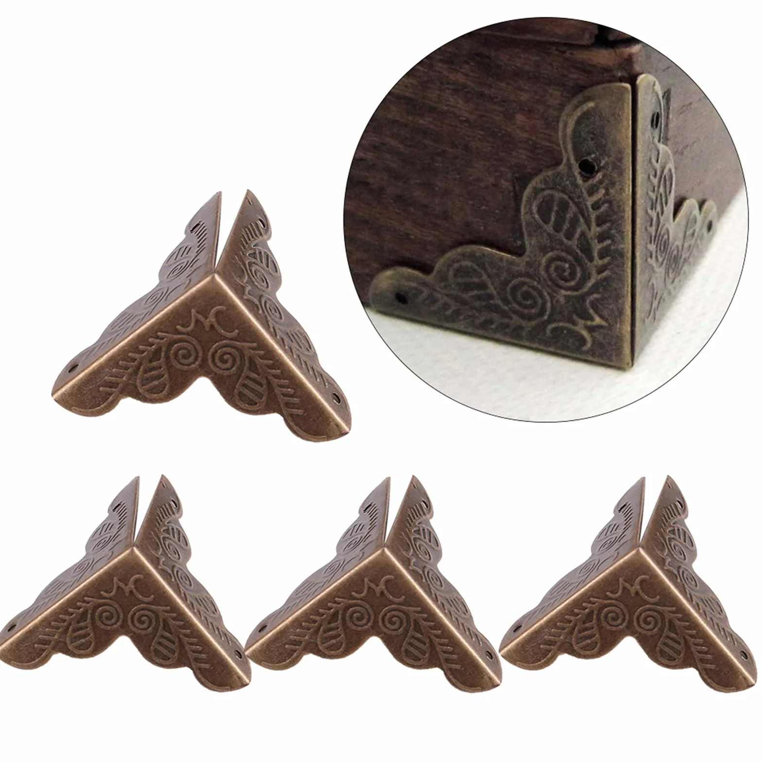 Angolari Metallo per Legno, Fydun 12 Pezzi Protezione Angolare Metallo Protezioni per Angoli in Ferro per Scatole Regalo Decorazioni Angolari per Tavolo, Casse di Legno, Scatola di Gioielli (Bronzo)