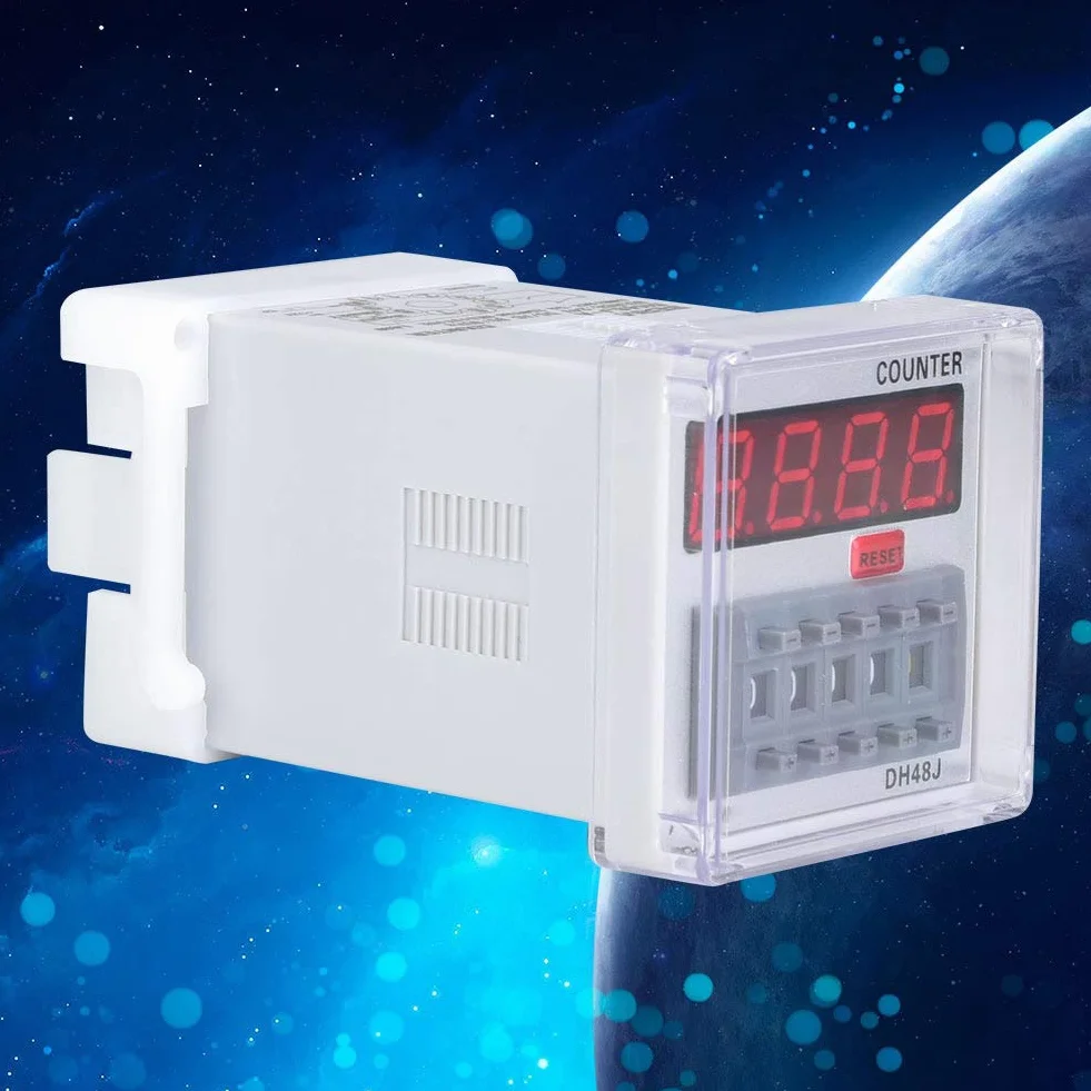 Relè Contatore Elettronico DH48J-A 24 V AC/DC ABS 1-999900 Pannello a 11 Pin Contatore o Reset Contatore con Display a LED, Relè Temporale Digitale