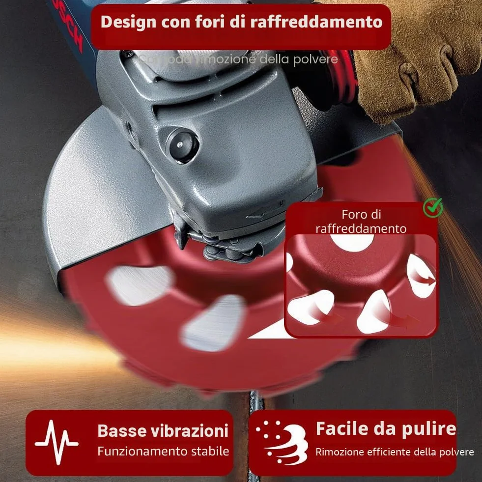 Mola a Tazza Diamantata Disco Diamantato 125 x 22,23 mm, Disco Abrasivo Diamantato per levigare Cemento Mattoni Muratura Granito Pietra Intonaco Gesso Qualità Industriale (Rosso)