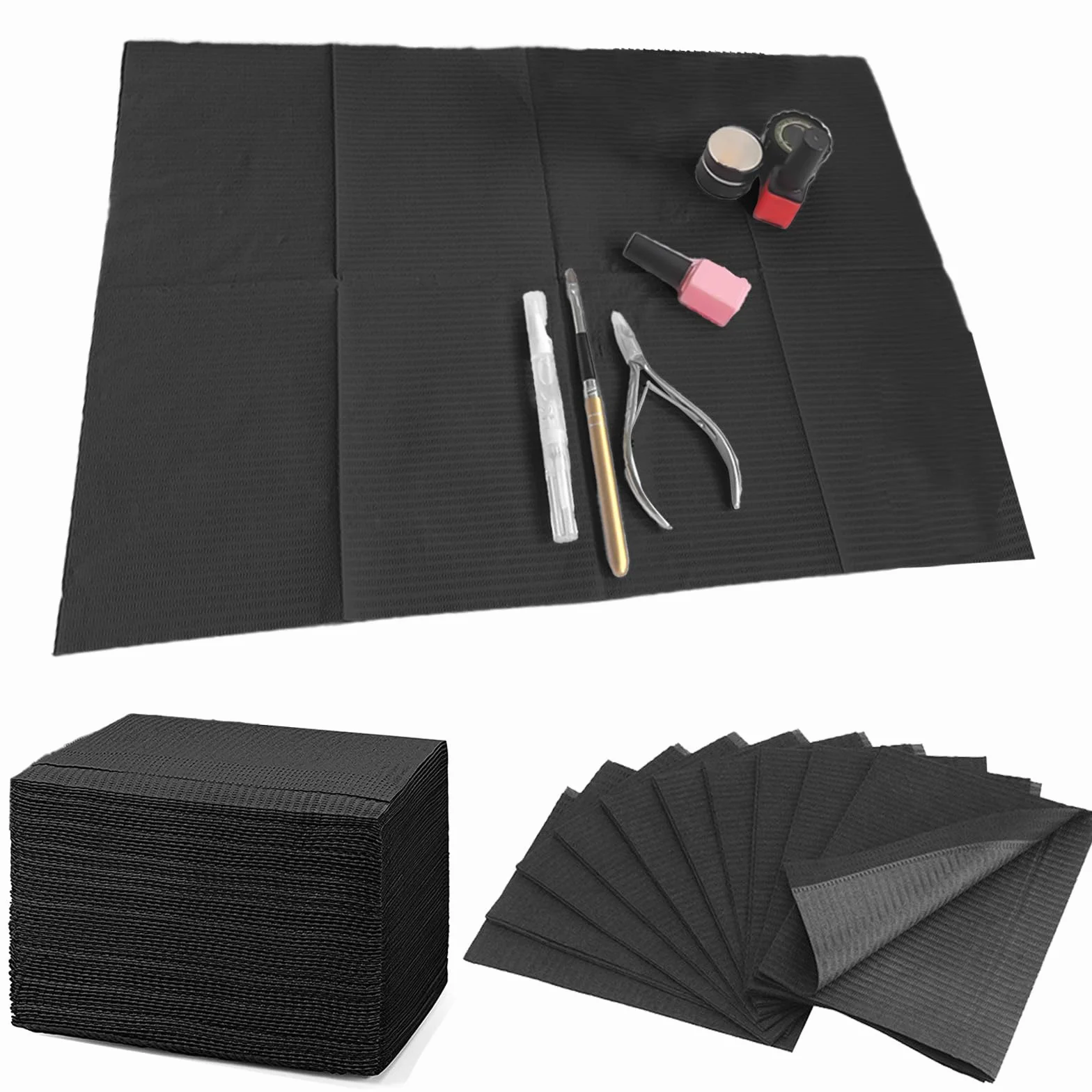 Bavaglini Dentali Impermeabili 45x33 cm Nero per Tatuaggi e Clinica Dentale