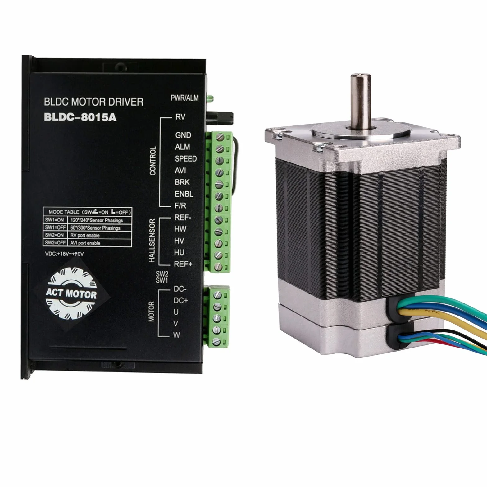 GmbH Nema23 1 motore BLDC 57BLF03 101 mm 24 VDC 3000 RPM 12 A 188 W Ø8 mm D -Shaft + 1 PC BLDC-8105A-5 Brushless DC-Driver CNC