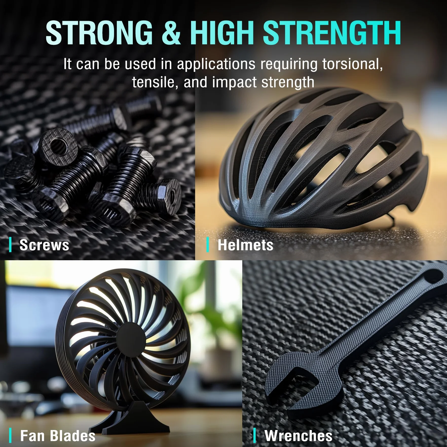 SUNLU PA6-CF Filamento 3D 1.75 mm 1KG, 209°C, 80% Nylon PA 20% Fibra di Carbonio, Resistente al Calore