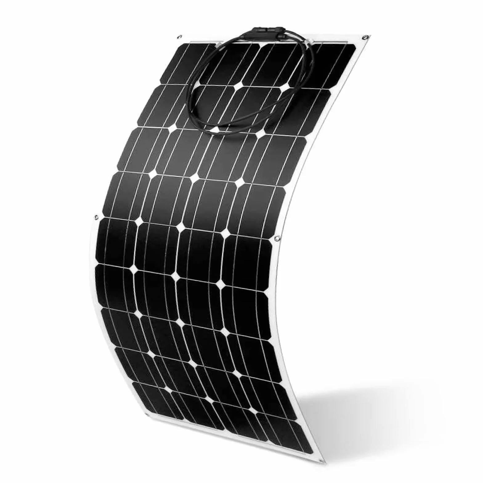 POWLAND Pannello solare flessibile da 100W, pannelli solari flessibili da 18V Pannello fotovoltaico mono flessibile per 12V Batterie, imbarcazioni, camper, cabine, furgoni, auto