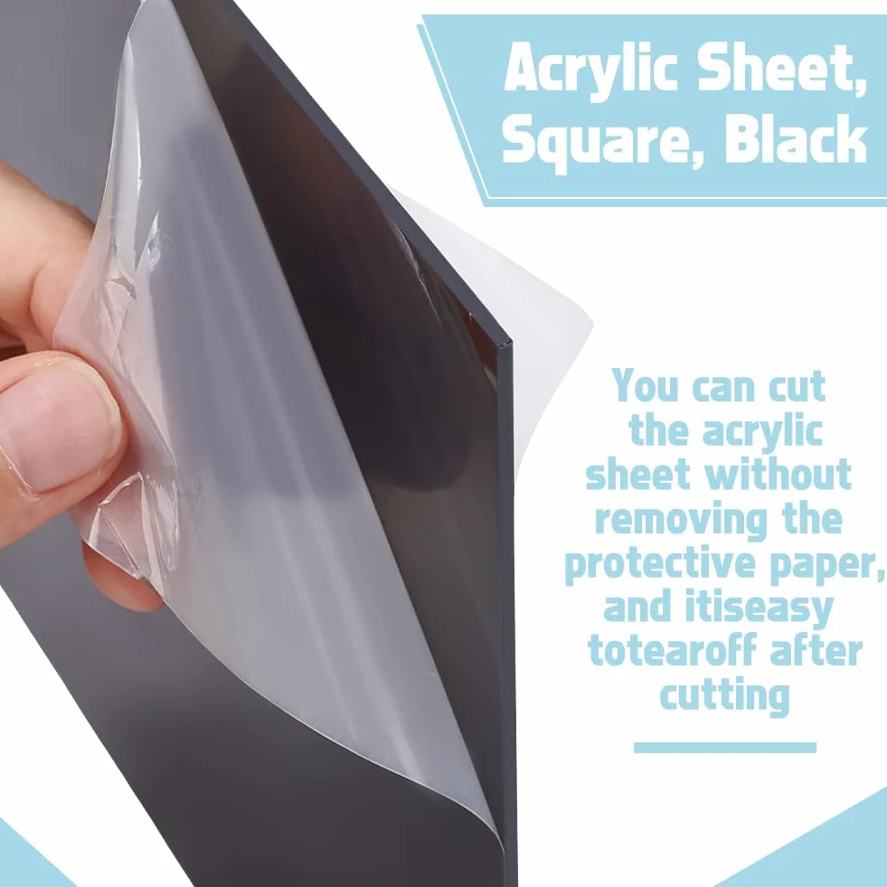 UNICRAFTALE 5 Pezzi 20x20 cm Lastre in Acrilico Quadrate Lastre in Acrilico Nero per Taglio Laser 2 mm di Spessore Lastra in Plexiglass Trasparente Lastre in Plastica Trasparente Lastre in Acrilico