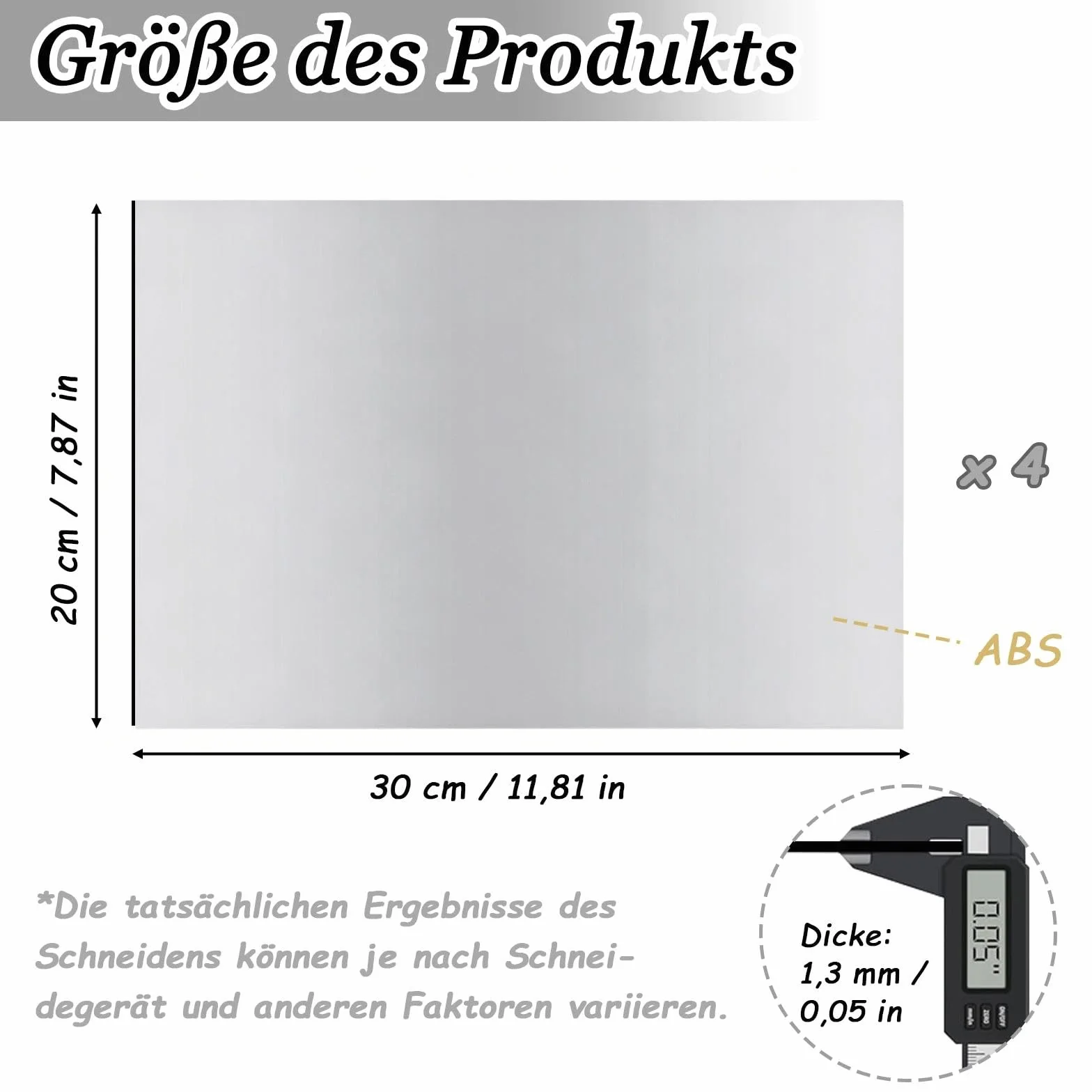 Targhetta per incisione laser, 30 x 20 cm, 4 pannelli in plastica ABS, piastra in plastica per incisione, colore nero su argento specchio, piastra vuota incisa al laser, per targhetta
