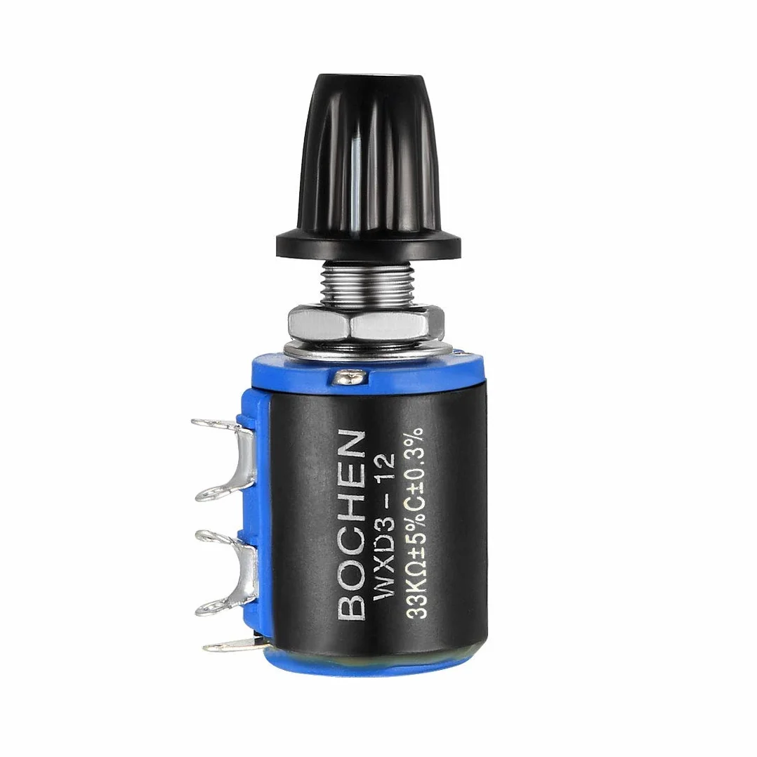 Potenziometro 33K Ohm / 1W Potenziometro Potenti Regolabili, Filo Avvolto, Precisione Multigiro con Bottoni, 1 pz