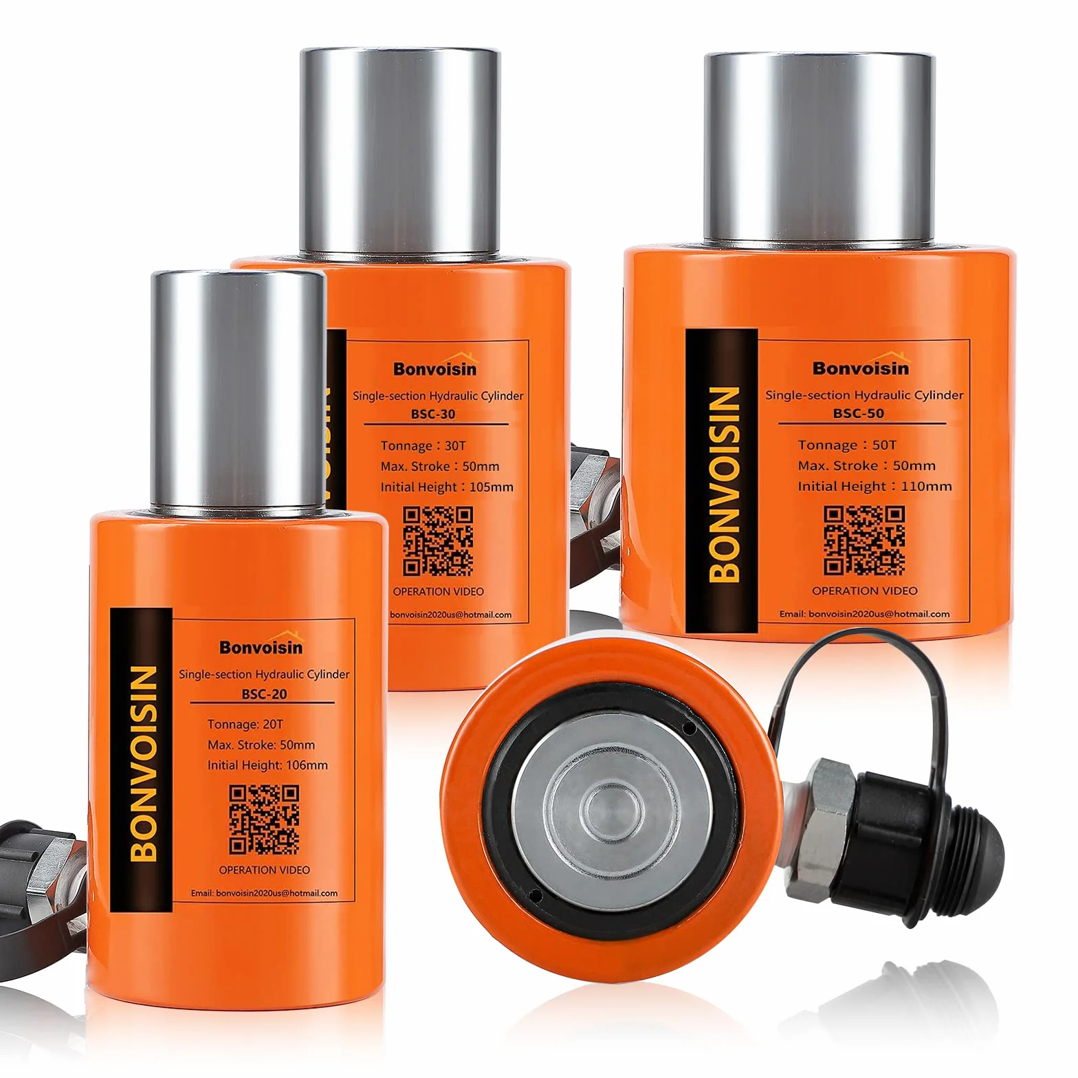 Bonvoisin 20T Martinetto Idraulico, Sollevamento da 50mm, Altezza 106mm, per La Costruzione di Macchinari/Ponti/Edifici (RSC-20T)
