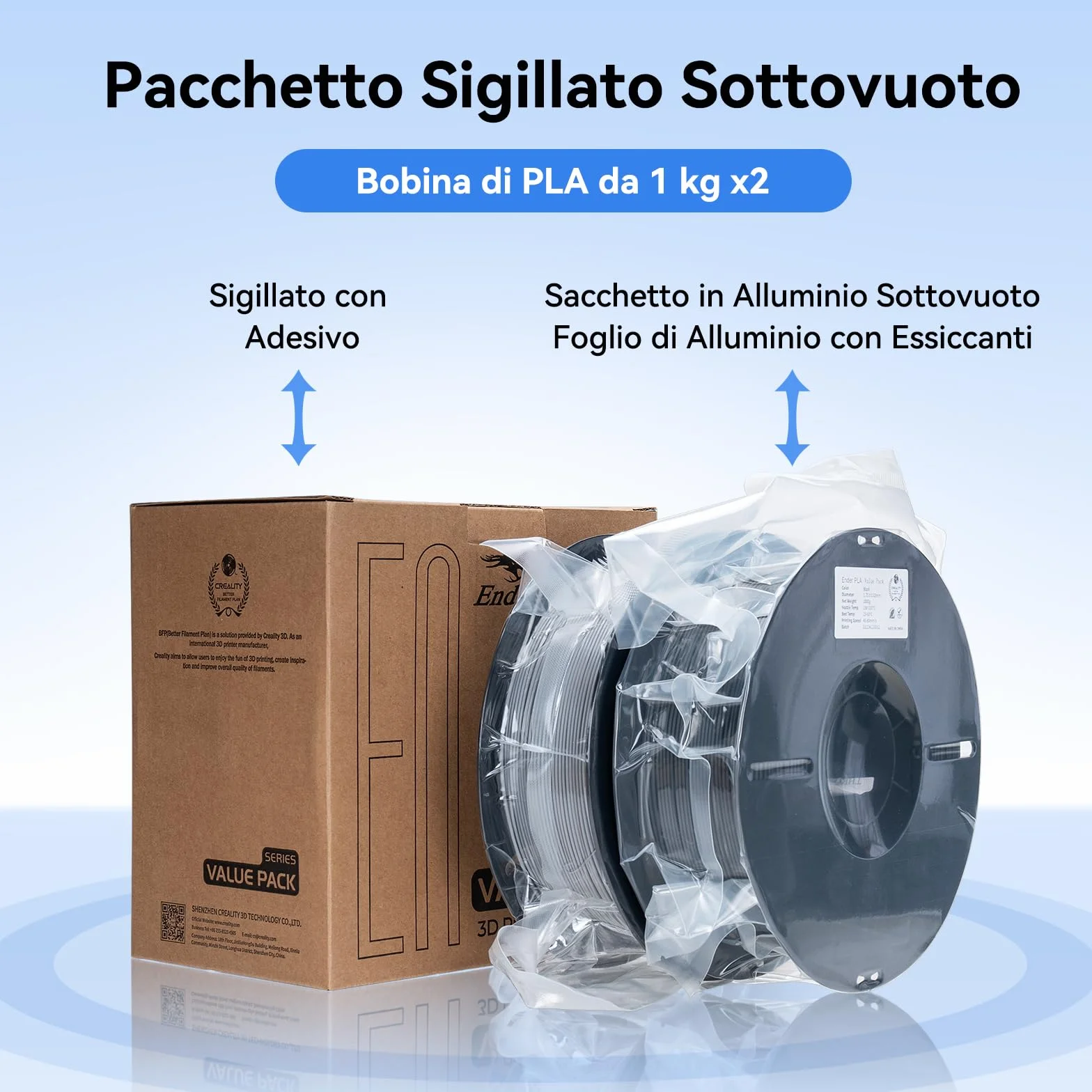 Creality Ender PLA Filamento 1,75 mm 2 kg Dimensionale +/- 0,03 mm per Stampante 3D Nero