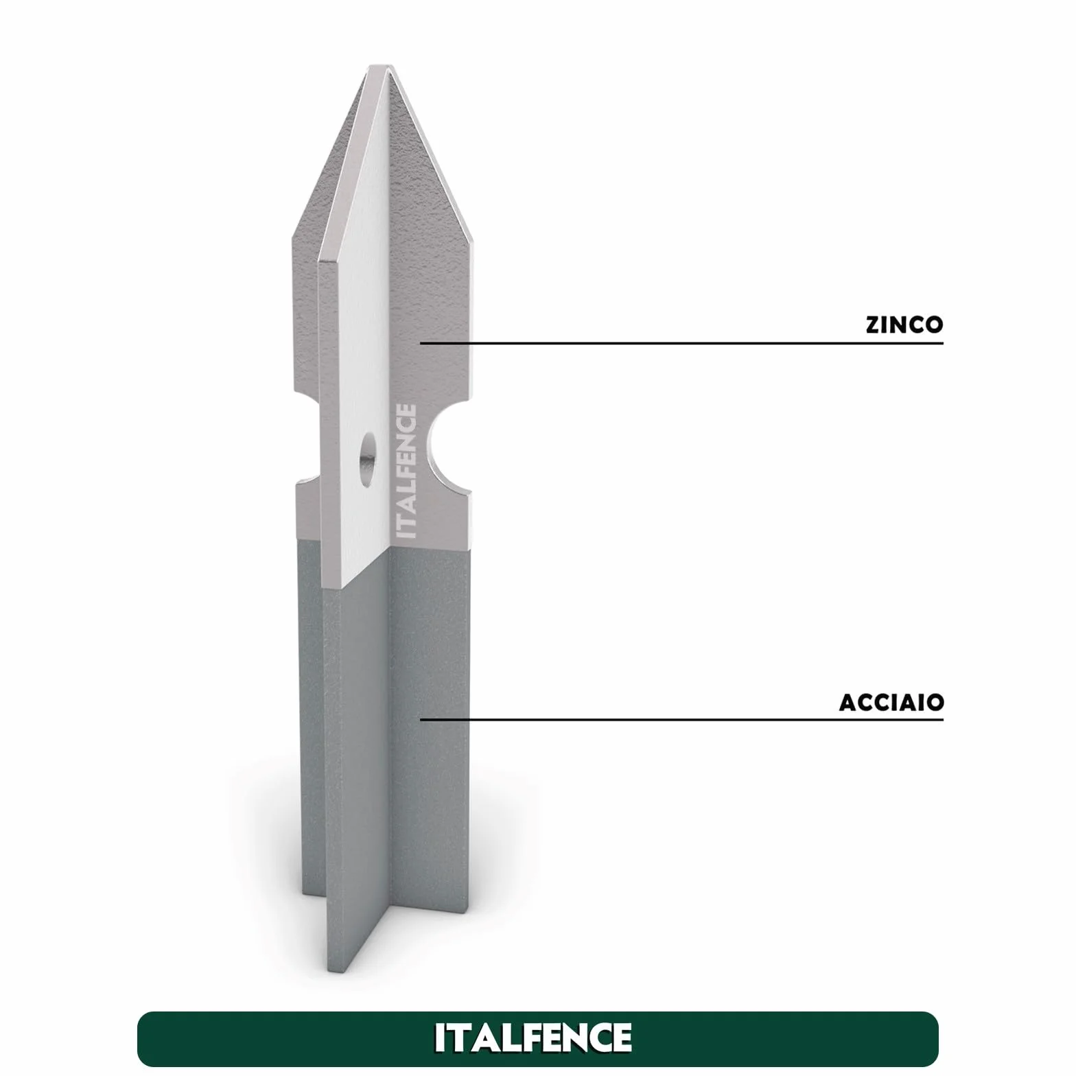 Palo a T H250cm 30x30x3mm in ferro zincato per recinzione [10 pezzi]
