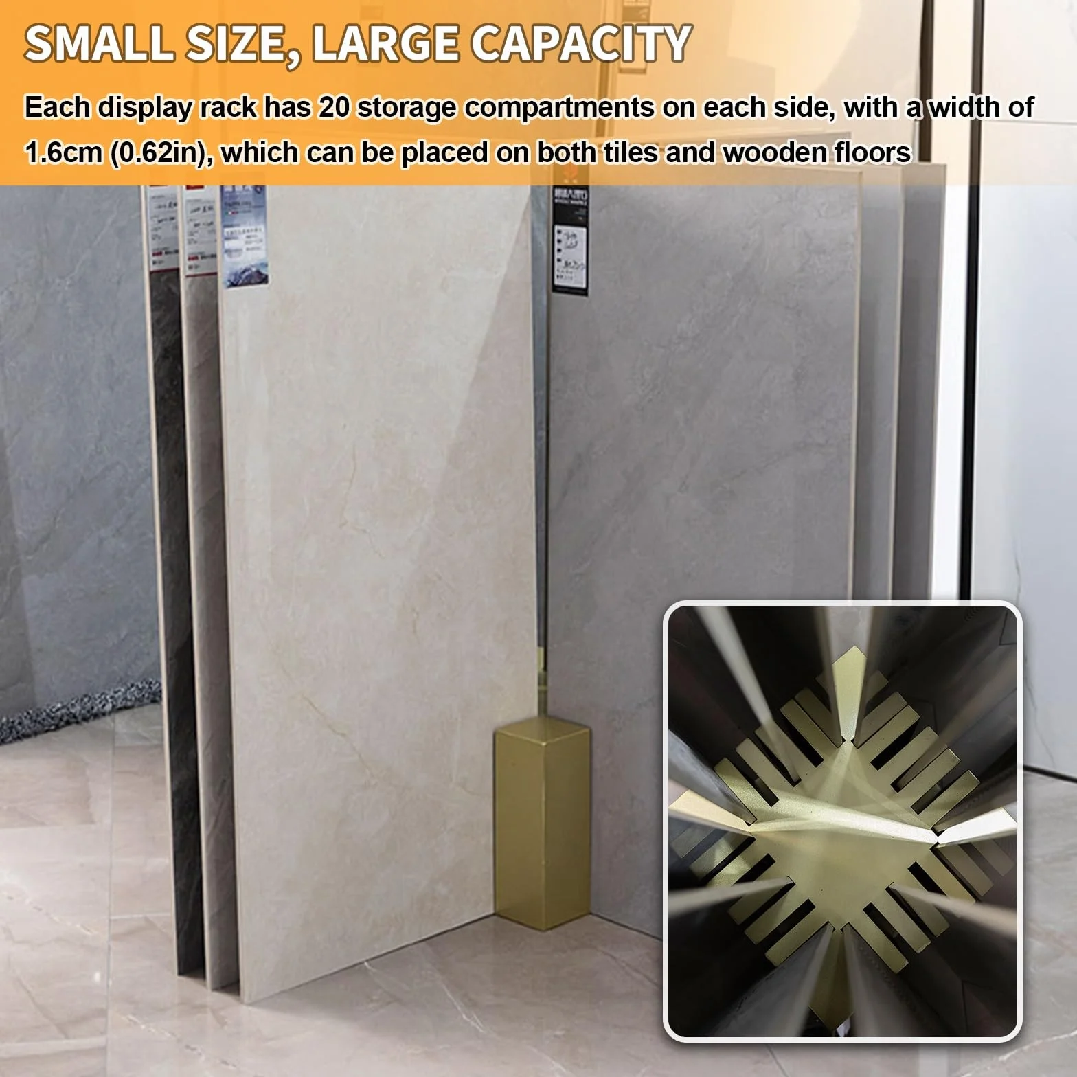 Espositore per Piastrelle in Ceramica,Espositore Piastrelle da Pavimento,Design Rettangolare, 20 Slot,Adatto Showroom, Negozi al Dettaglio