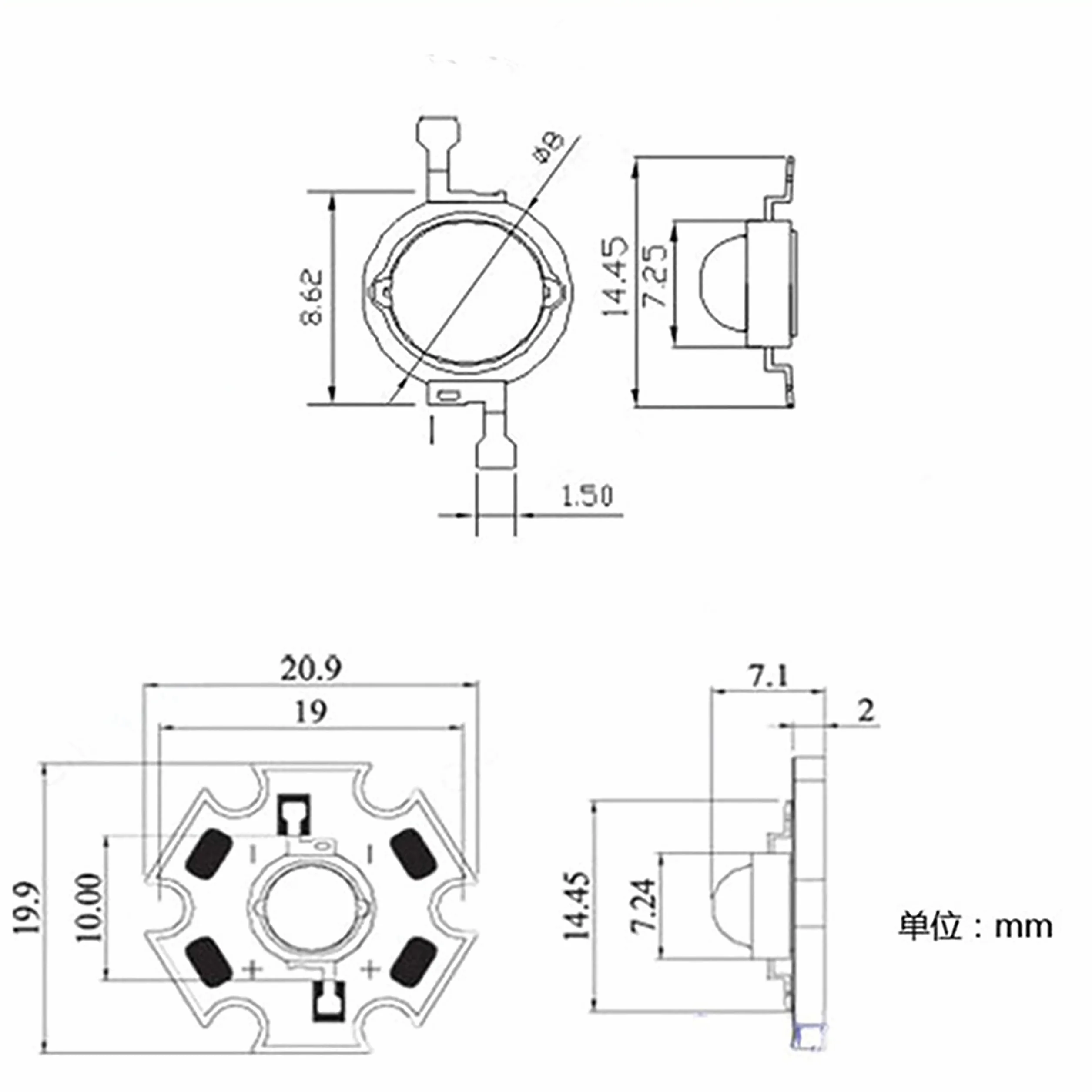 10 chip LED ad alta potenza, 3 W, UV 365 – 370 nm DC 3,2 V – 3,8 V SMD COB, componenti diodo da 3 W, lampadina fai da te (3 W 365 nm (con PCB))