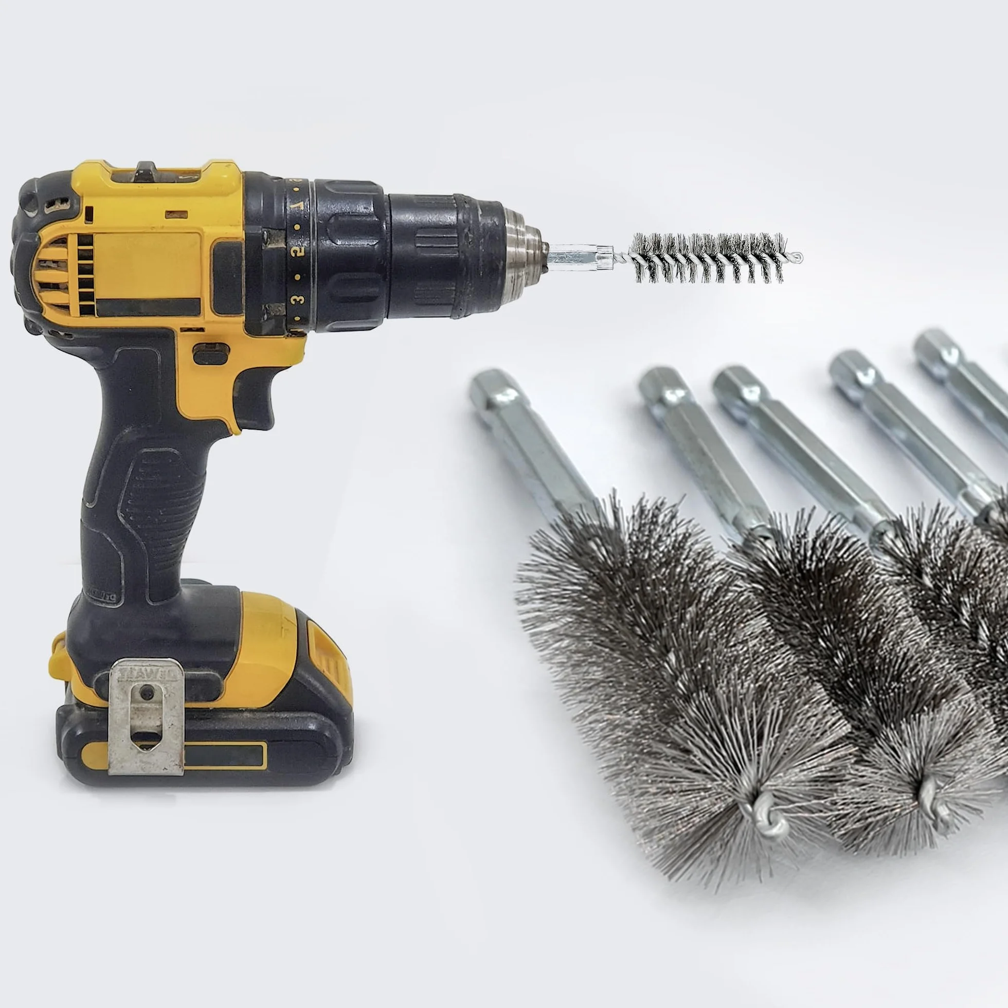 ASNOMY Set di 5 Spazzole in Acciaio Inox da 2,2 cm Con Foro, Setole per Pulizia di Trapani Elettrici, Spazzole Abrasive Con Gambo Esagonale da 1/4"