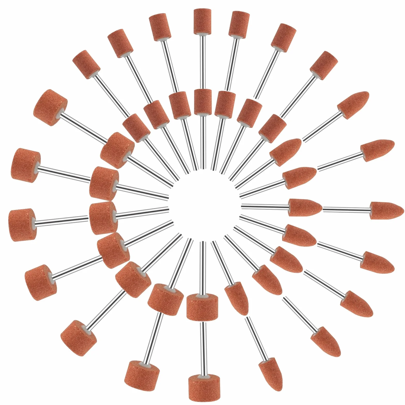 42 Pezzi Punte per Levigatura in Corindone con Testa Di Lucidatura,Set di Punte Abrasive al Corindone,Mandrino Abrasivo con Gambo da 3 mm,Mola con Gambo da 1/8" Per Smerigliare e Affilare Il Metallo