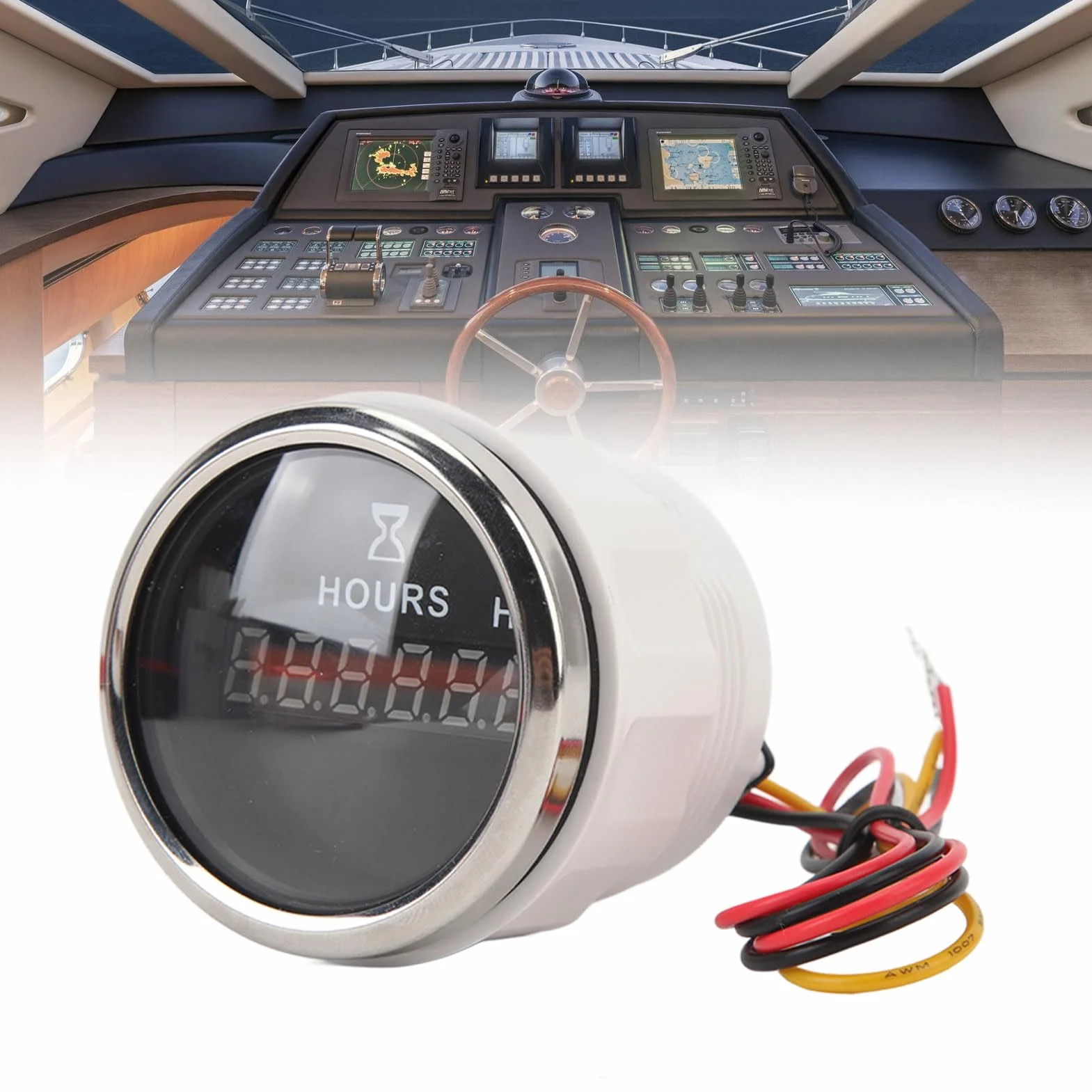 Contaore Digitale Rotondo 52MM DC 9V Alta Precisione per Barche Yacht Camper