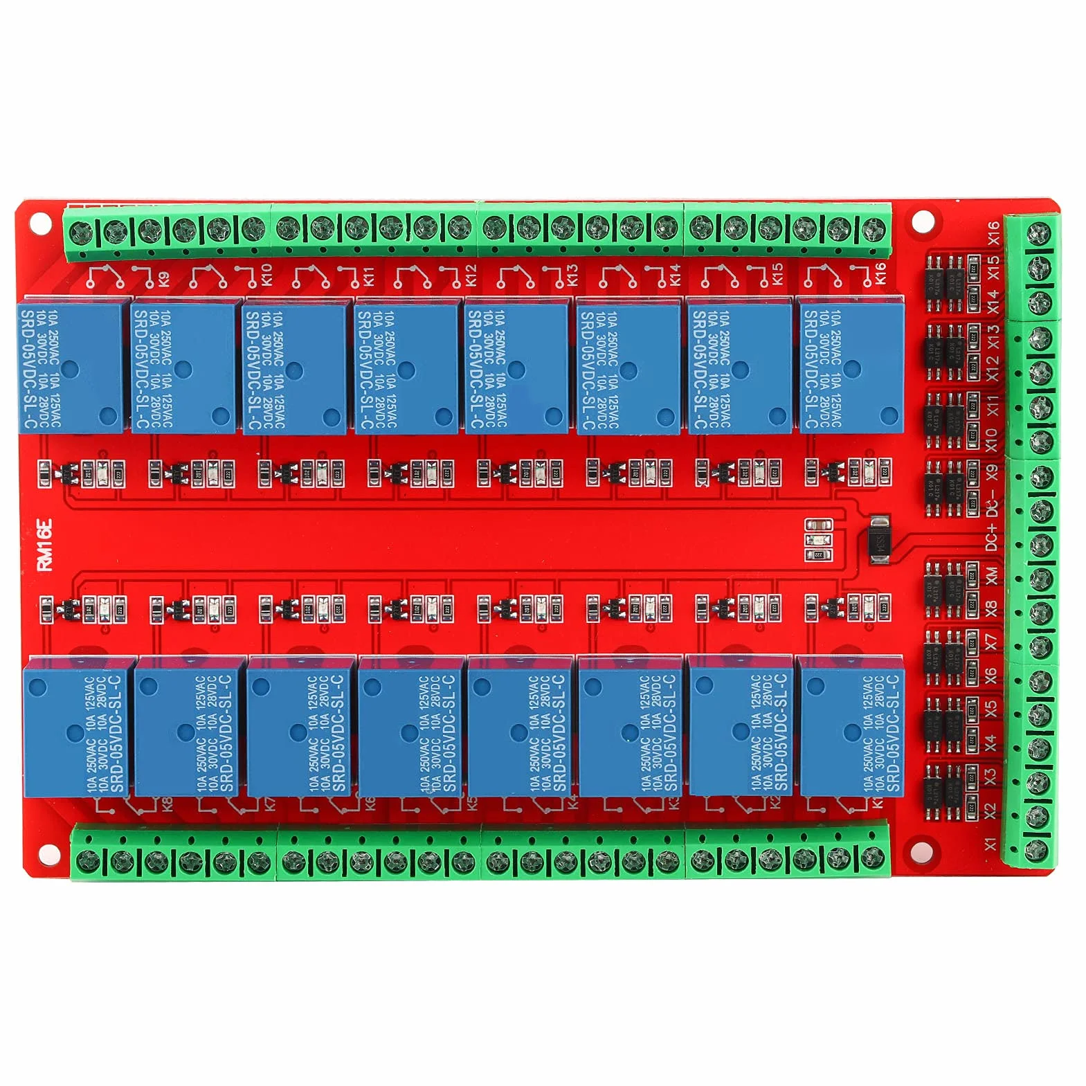 Scheda Relè, Scheda Interfaccia Modulo Relè 16 Canali Trigger Alto Basso Livello DC 5/12/24V Scheda Interfaccia Molti Canali Modulo Relè(DC5V)