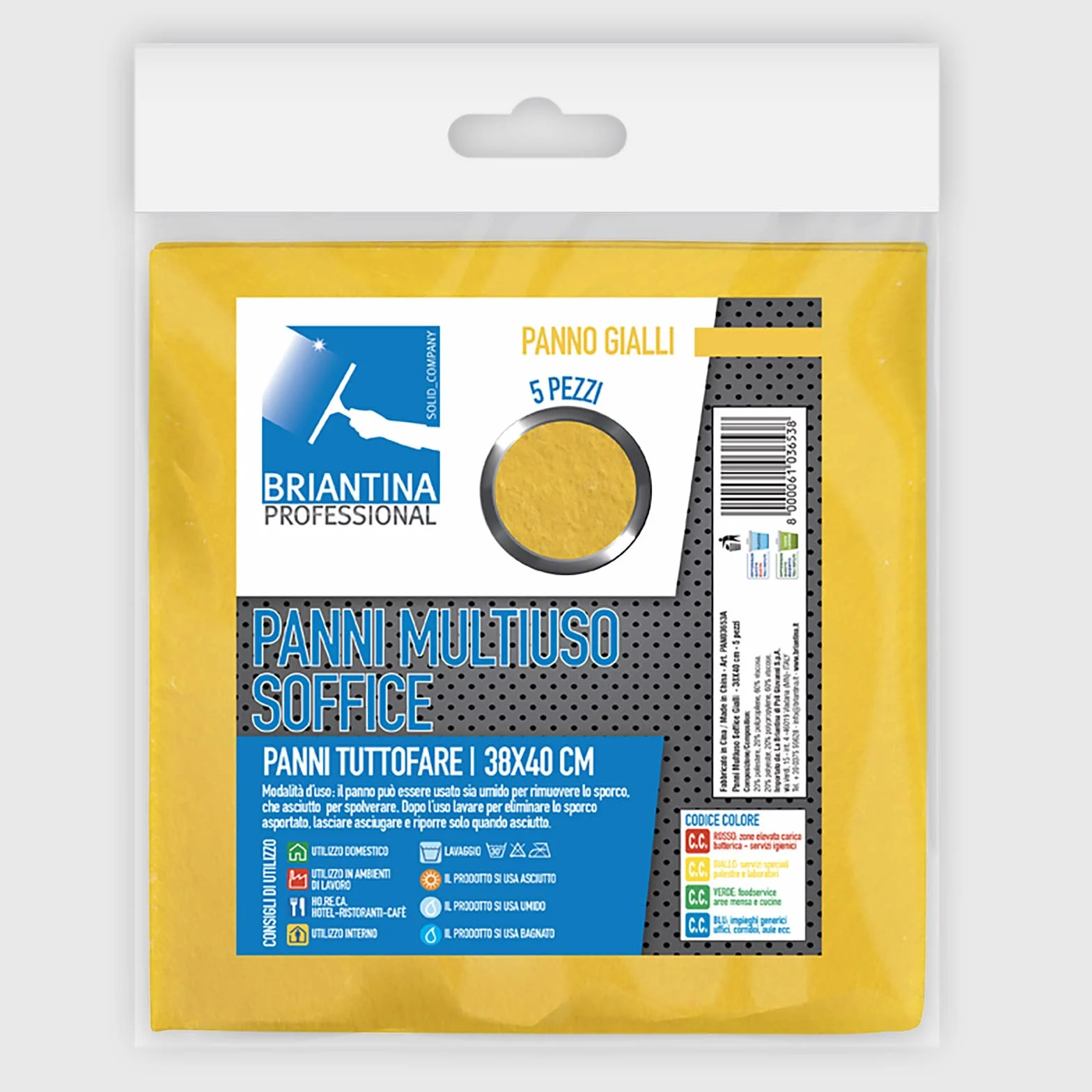 La Briantina Set 5 Panni Multiuso 38x40 cm per Pulizie Professionali