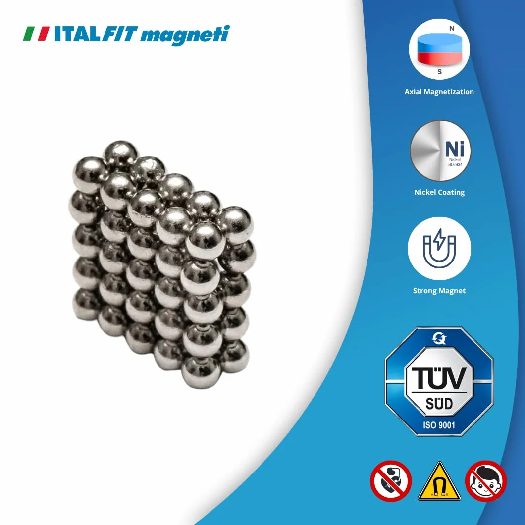 ITALFIT MAGNETI Set 300 Pezzi Sfere Magnetiche Neodimio 3mm Calamite Forti