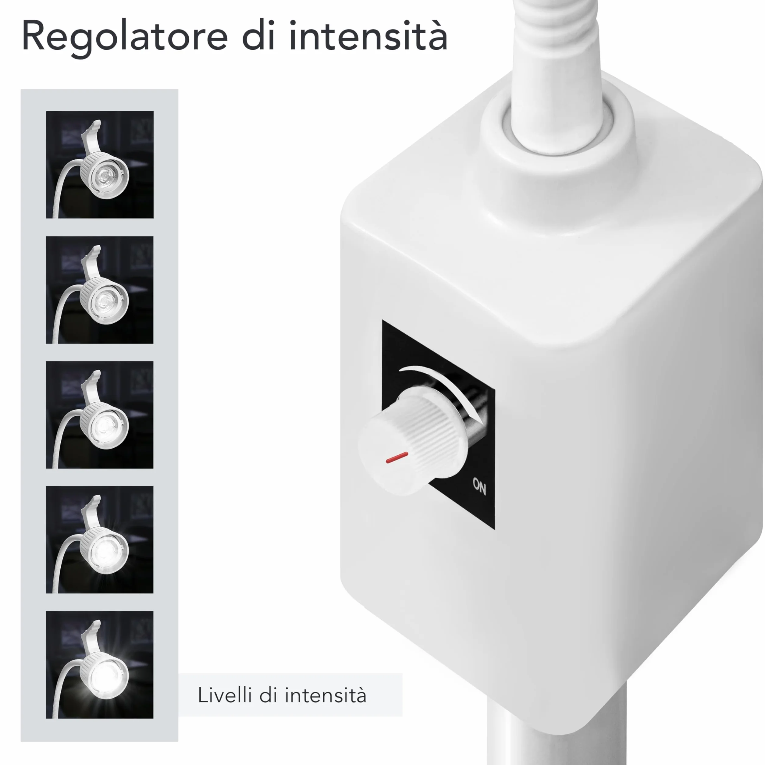 AIESI® Lampada da visita medica LED con braccio flessibile su stativo, Ruote piroettanti, Snodo direzionale, Garanzia Italia 24 mesi