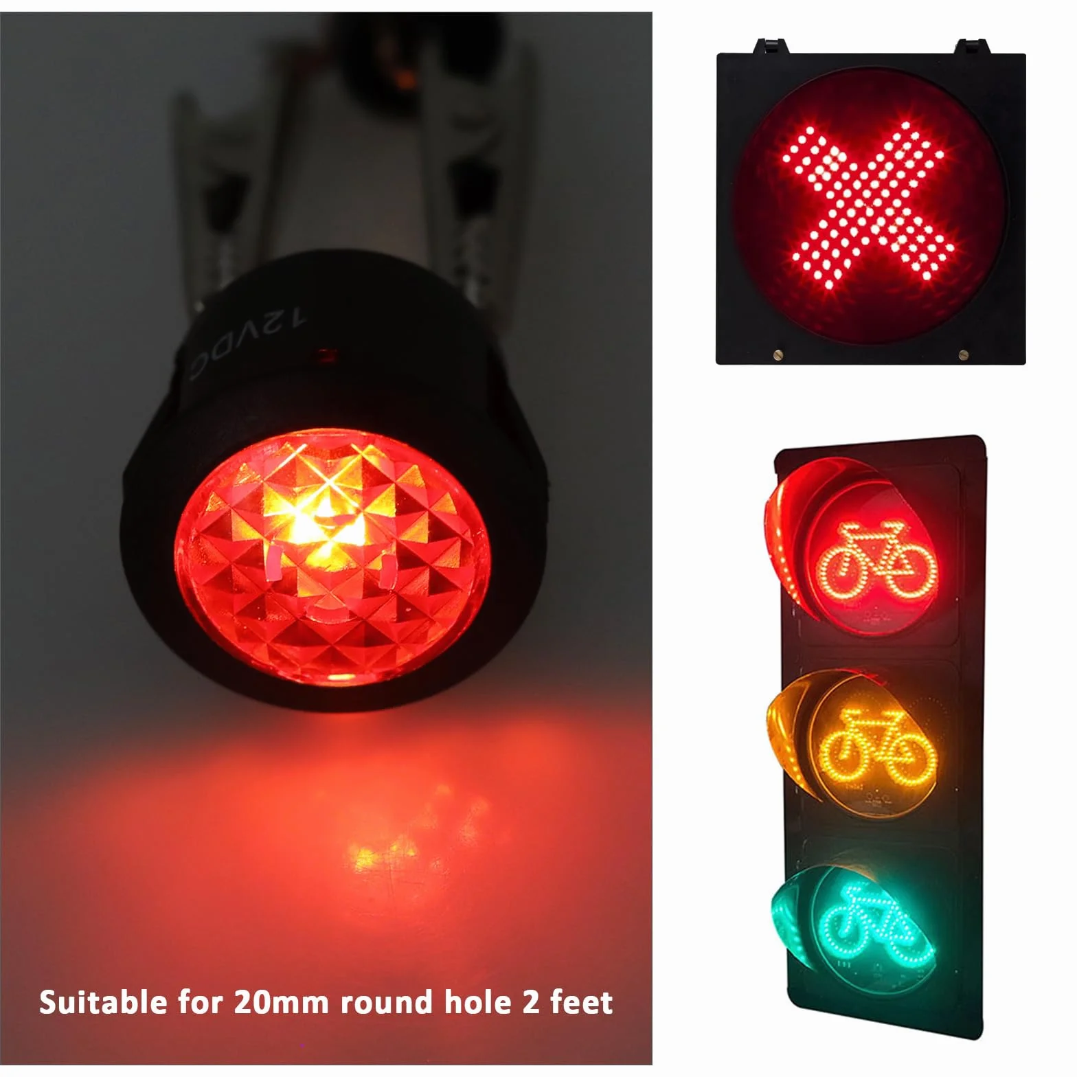 EMSea 4 pezzi Indicatore LED rosso DC 12V 20mm per montaggio su pannello auto